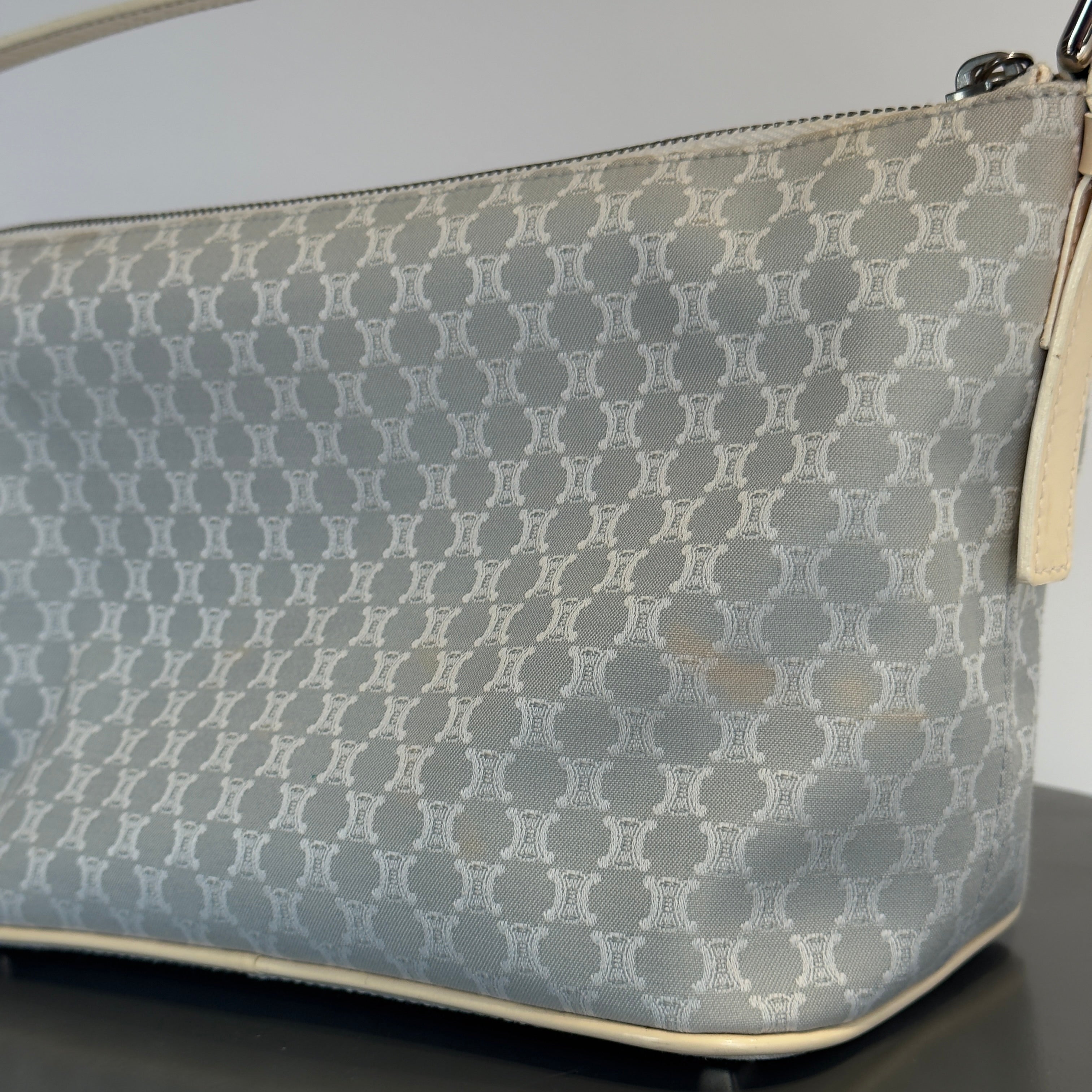 Vintage Celine Canvas Blue Triomphe Pochette - Queen May