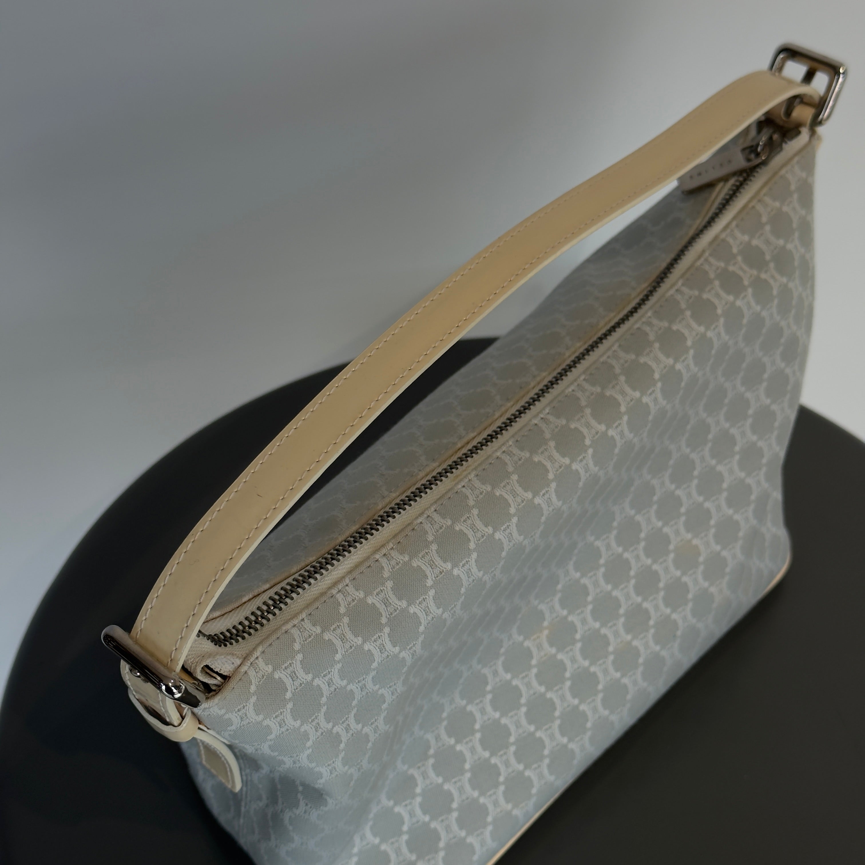 Vintage Celine Canvas Blue Triomphe Pochette - Queen May