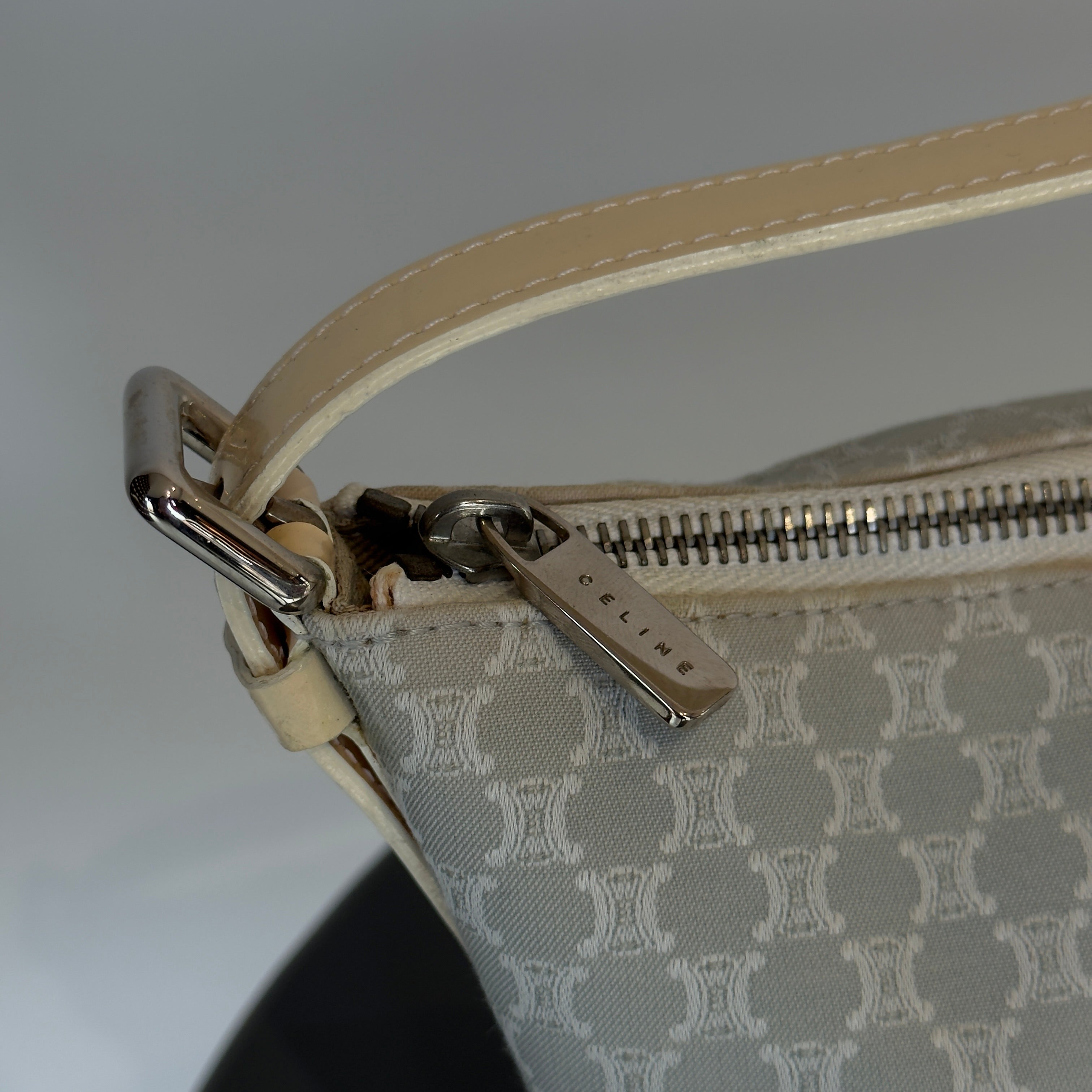 Vintage Celine Canvas Blue Triomphe Pochette - Queen May