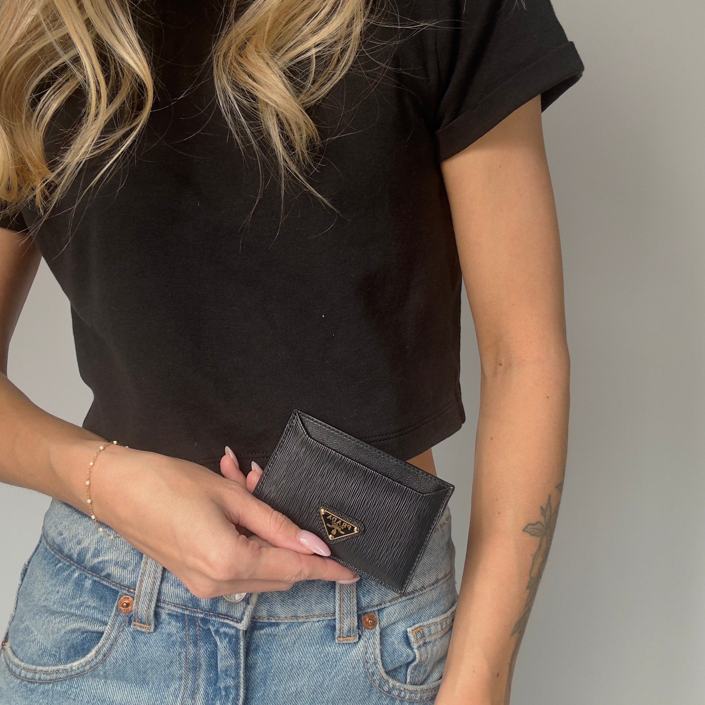 Prada Black Saffiano Leather Card Holder - Queen May