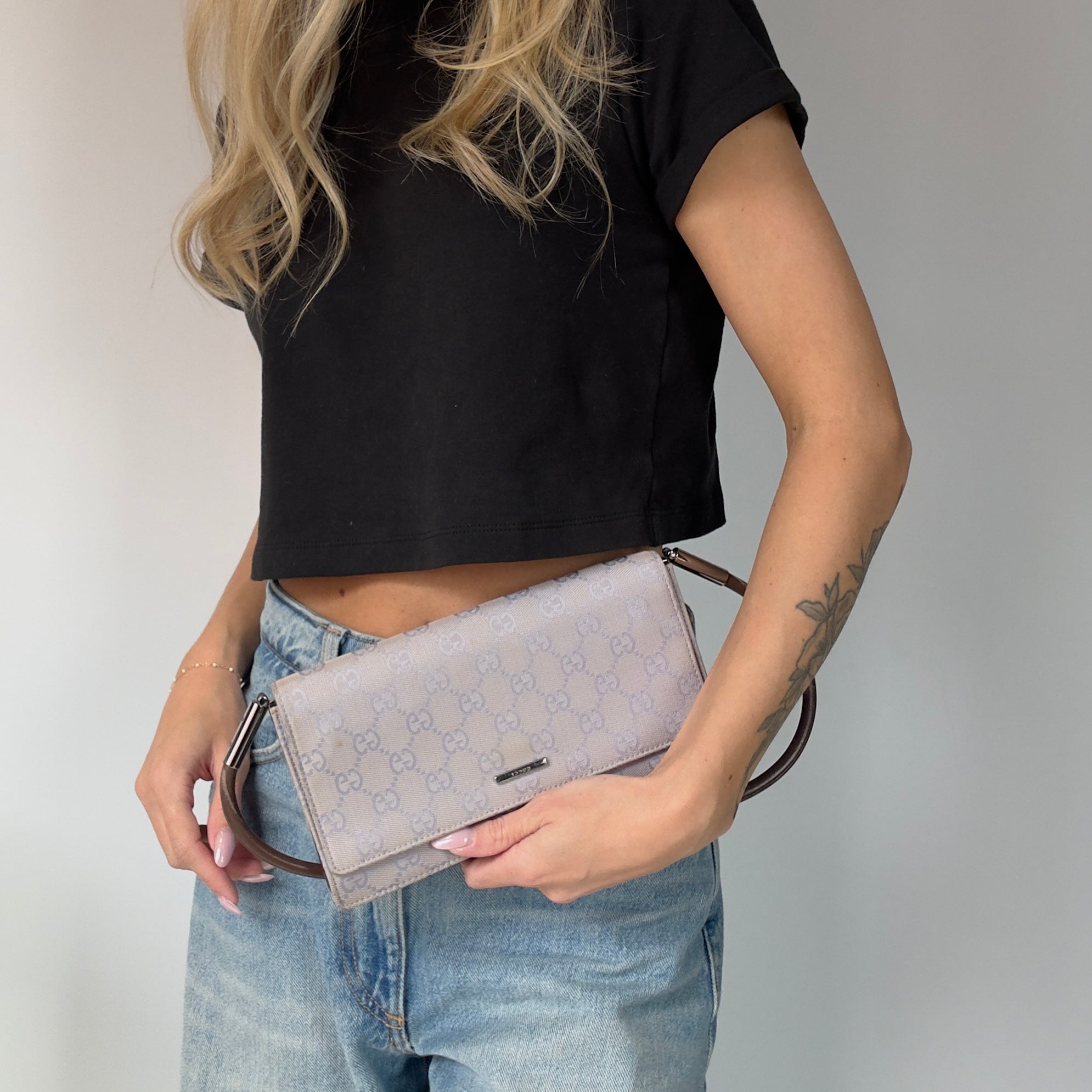 Gucci Lilac Canvas Flap Pochette - Queen May