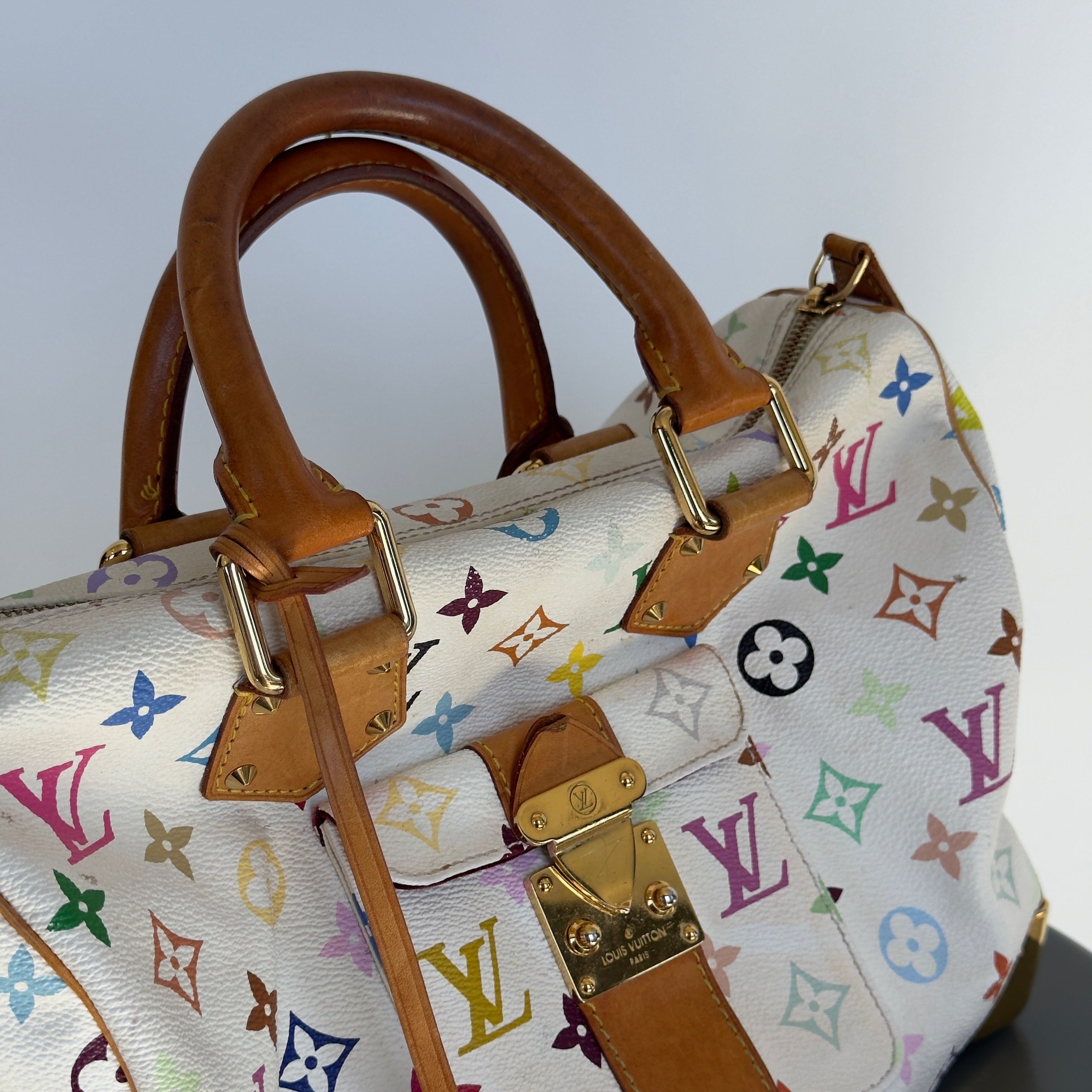 Louis Vuitton Murakami Multicolor Speedy 30 White - Queen May