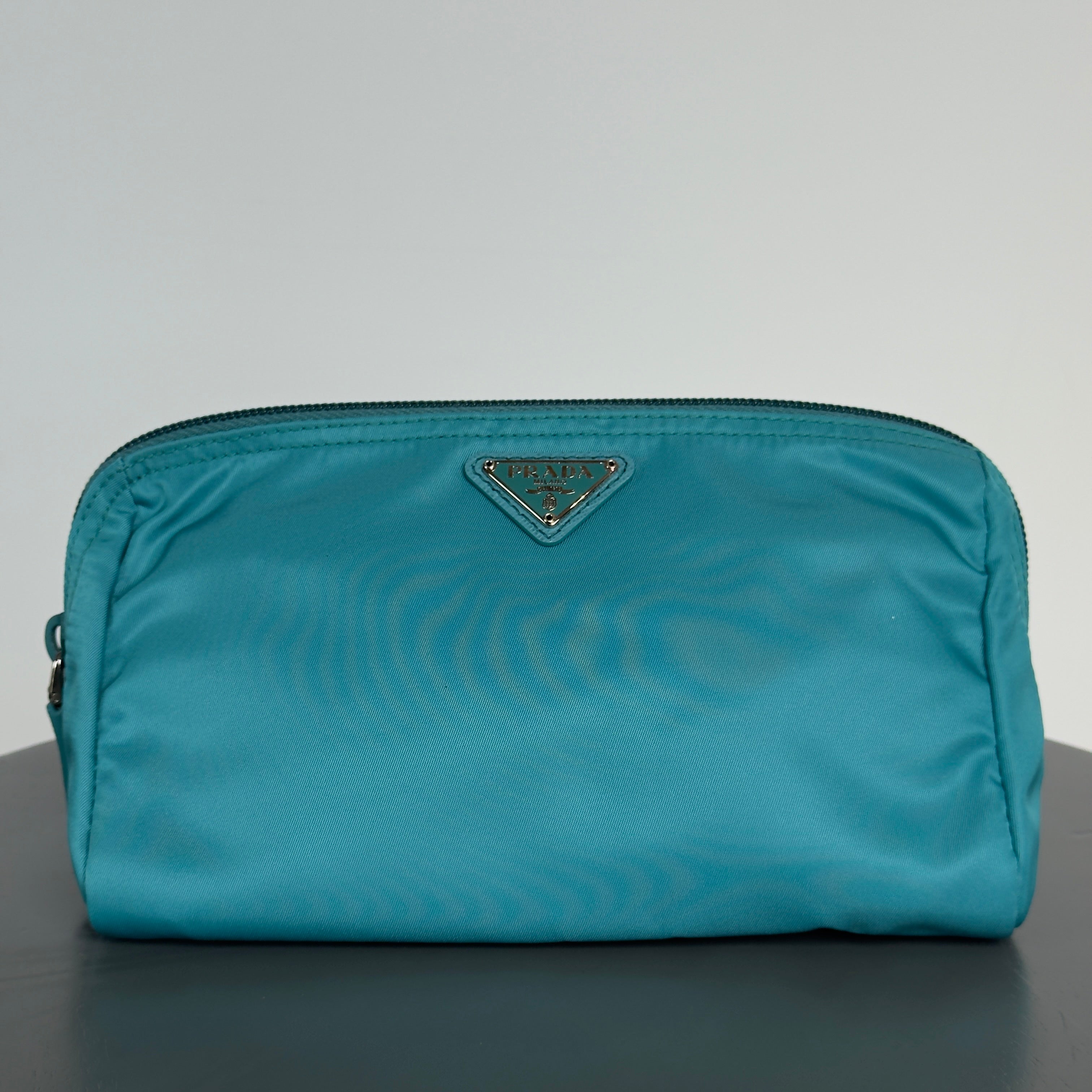 Prada Nylon Turquoise Cosmetic Pouch - Queen May