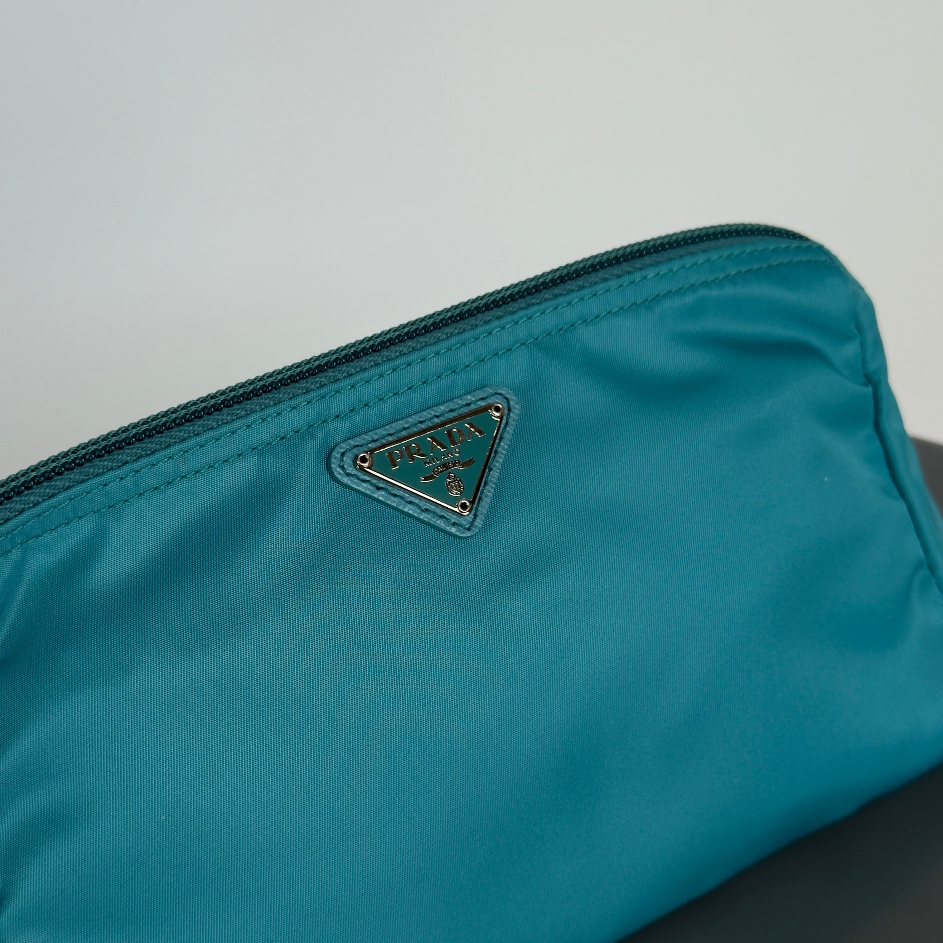 Prada Nylon Turquoise Cosmetic Pouch - Queen May