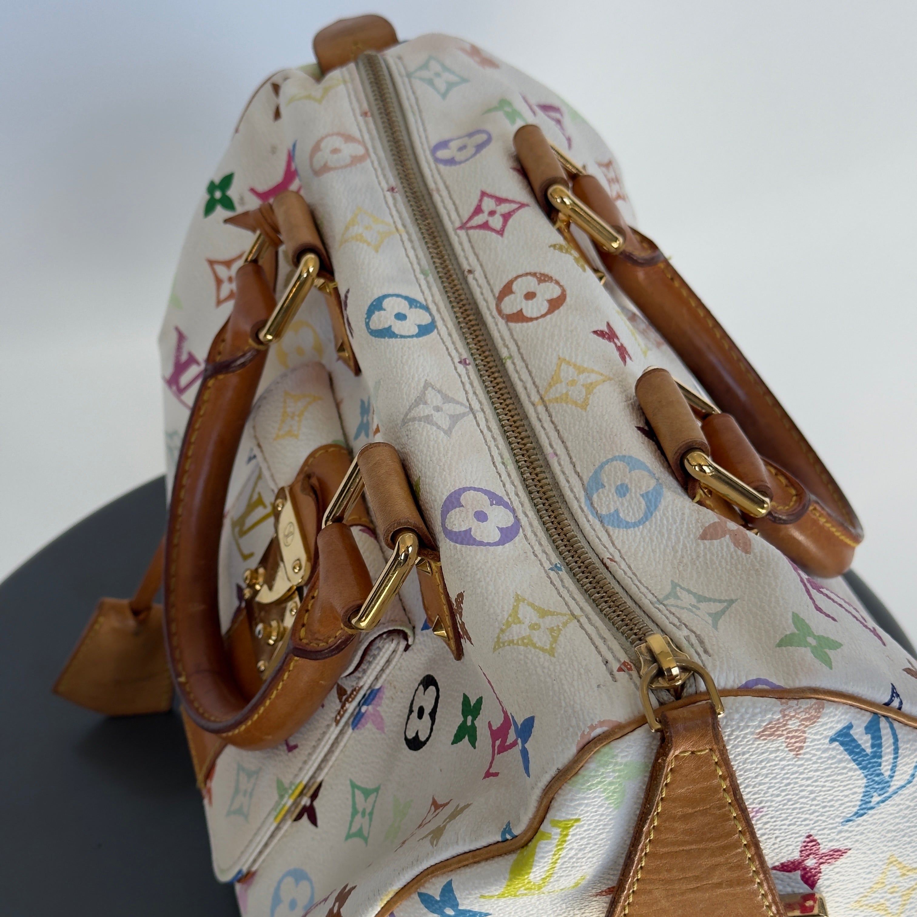Louis Vuitton Murakami Multicolor Speedy 30 White - Queen May