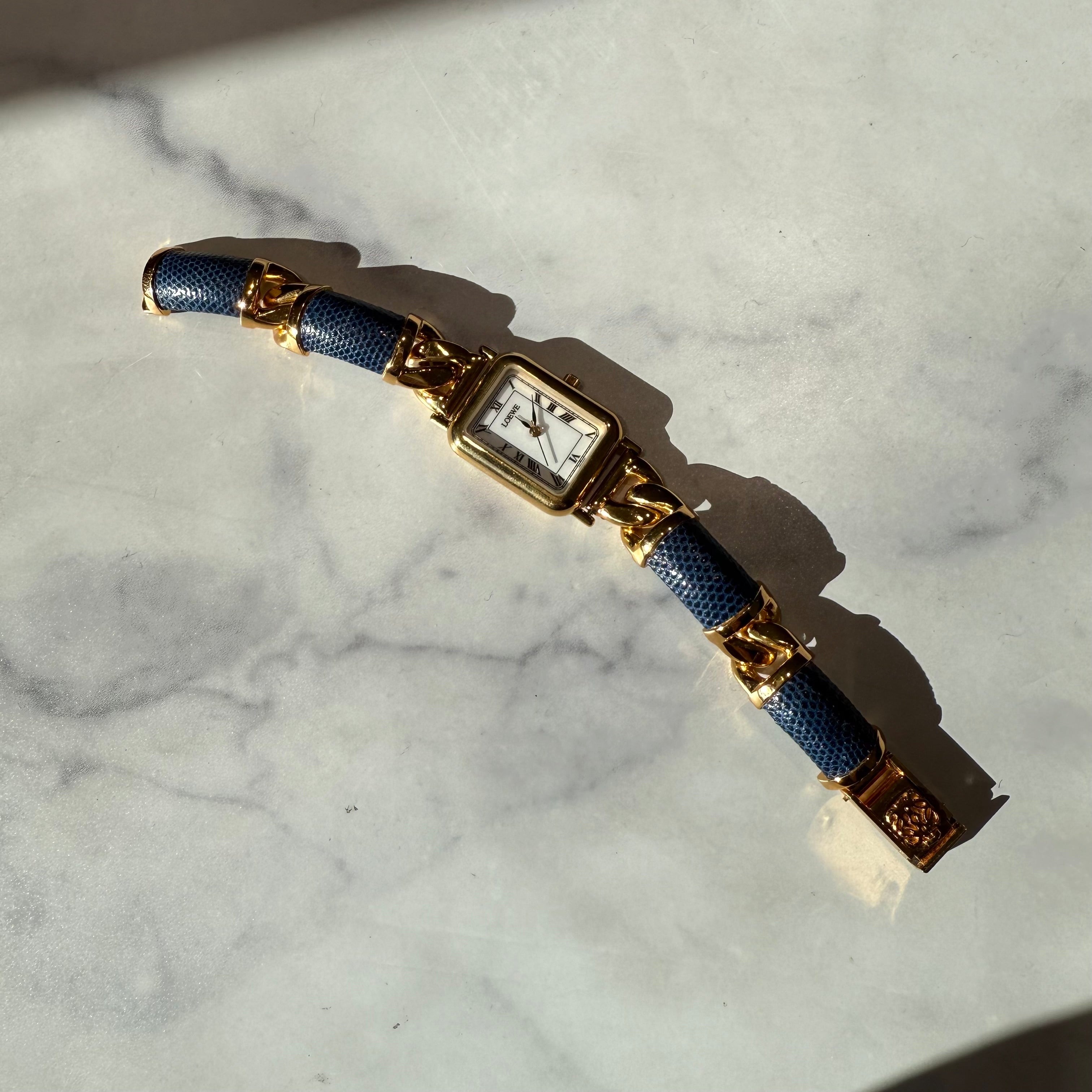 Vintage Loewe Rectangular Leather Strap Watch - Queen May