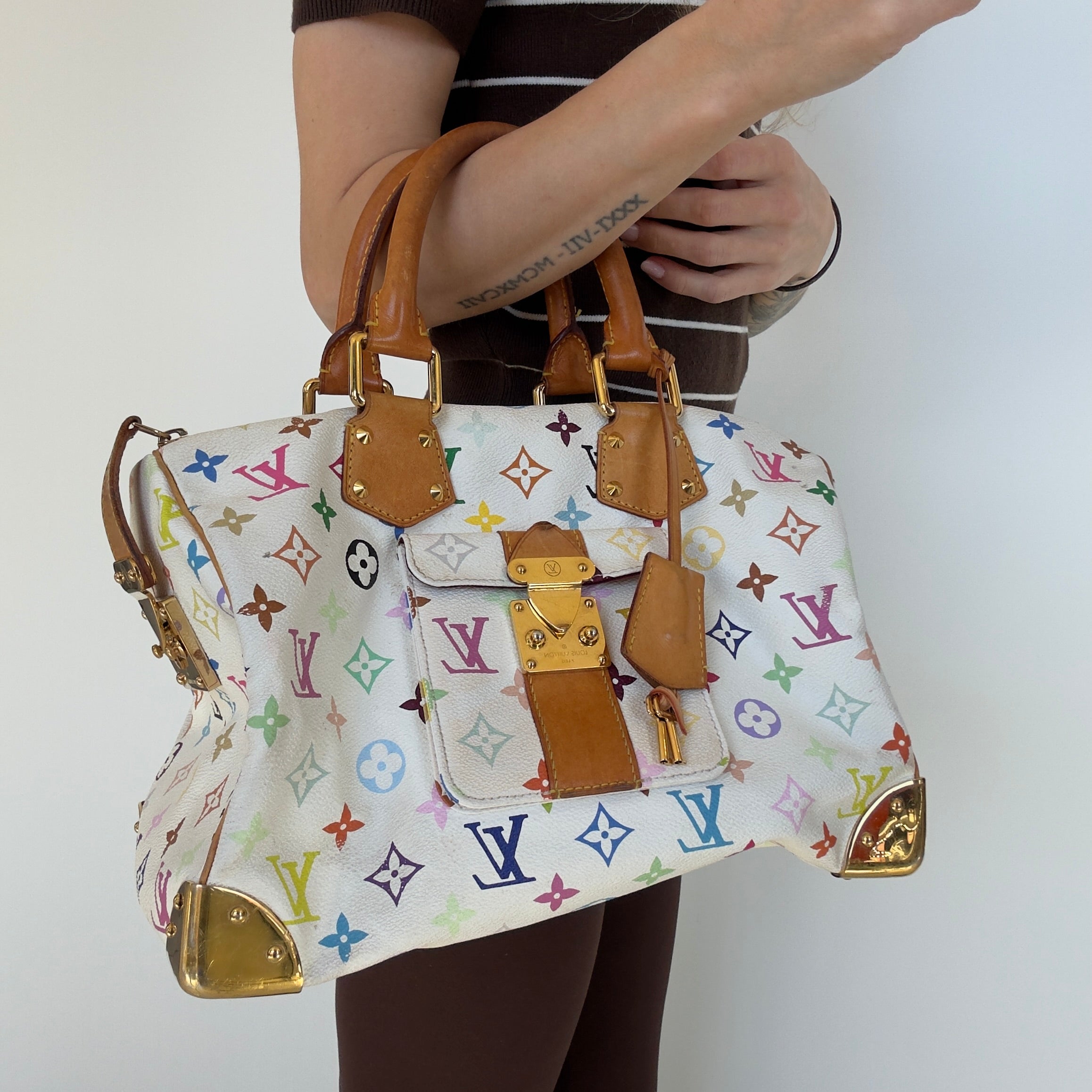 Louis Vuitton Murakami Multicolor Speedy 30 White - Queen May