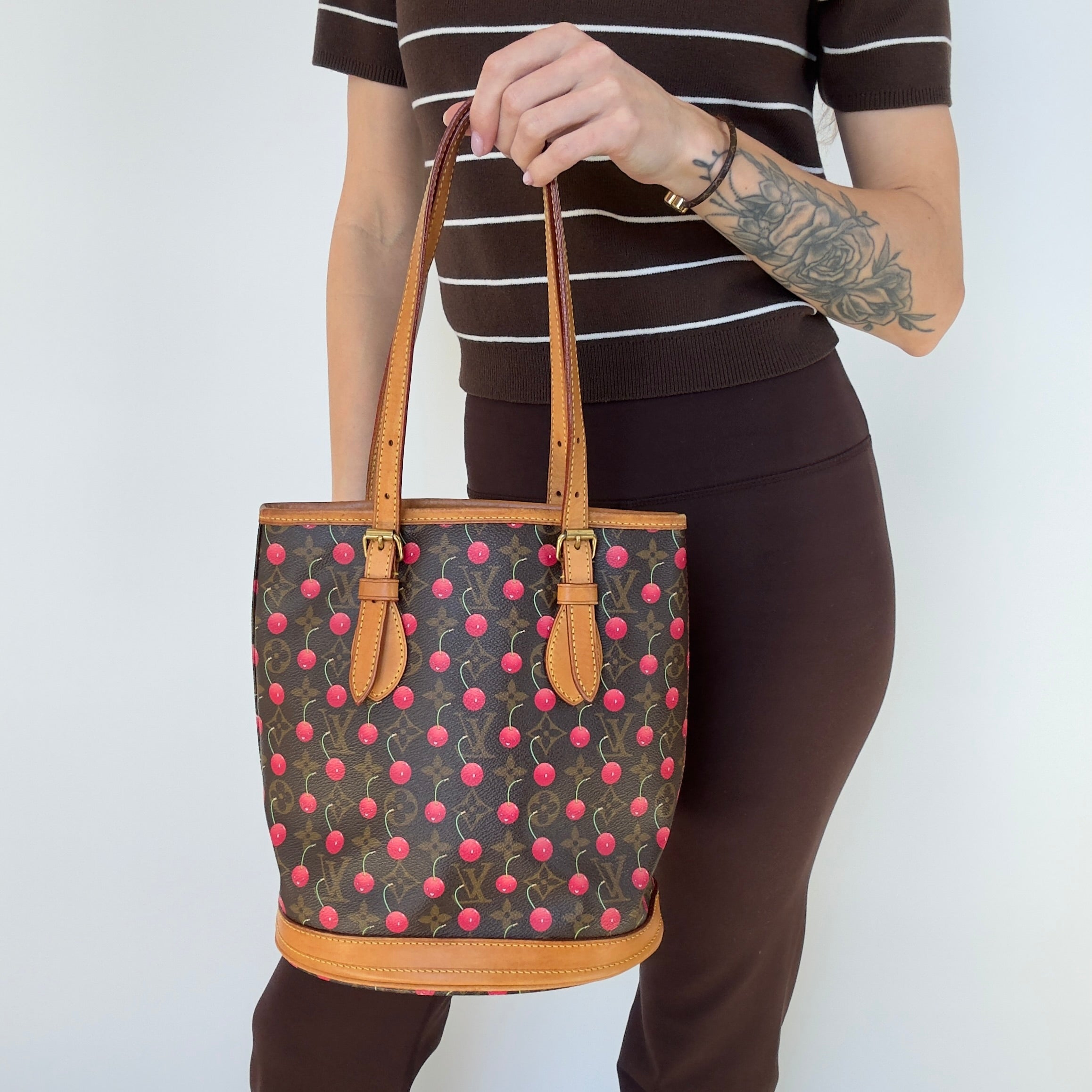 Louis Vuitton Takashi Murakami Cerises Bucket Bag With Pouch - Queen May