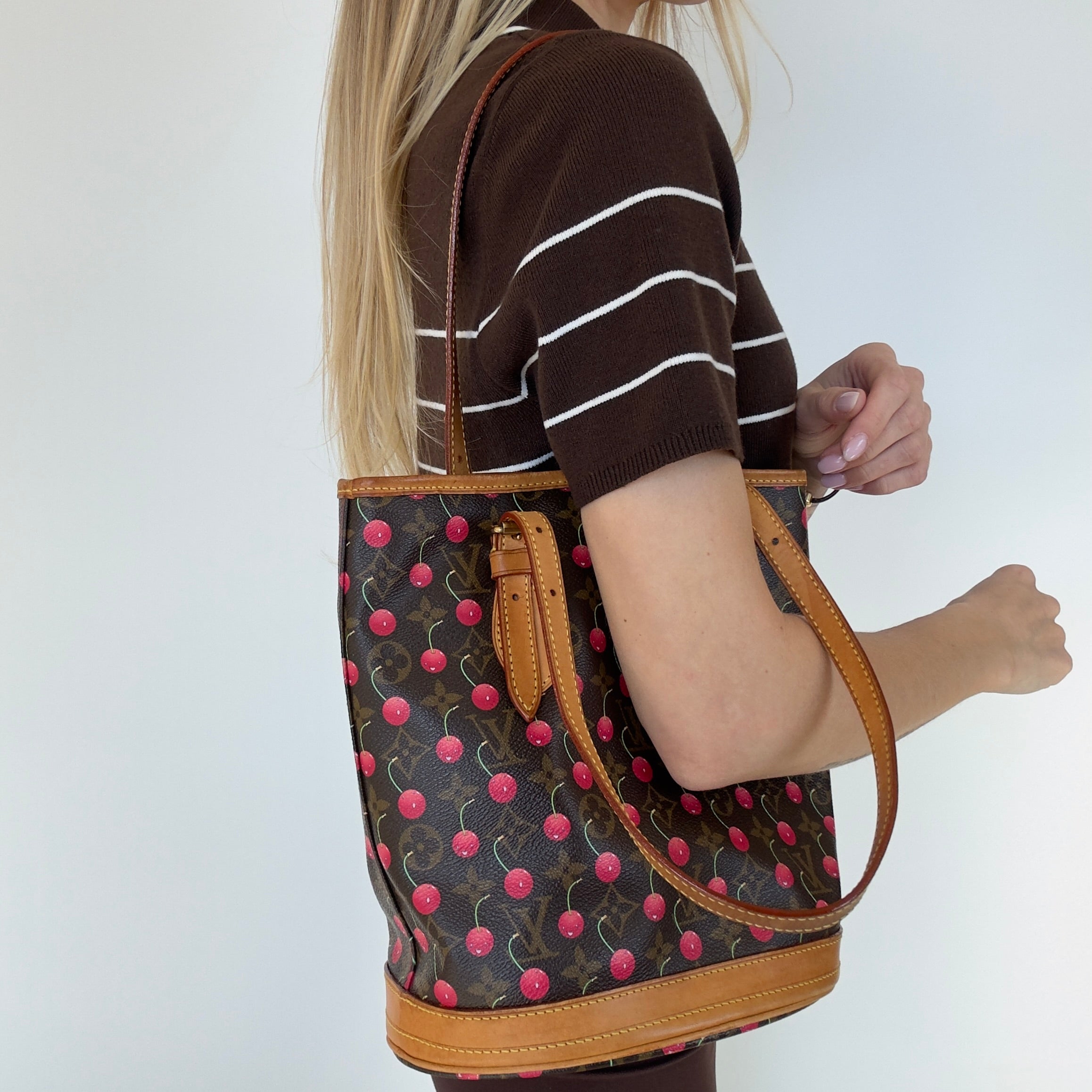 Louis Vuitton Takashi Murakami Cerises Bucket Bag With Pouch - Queen May
