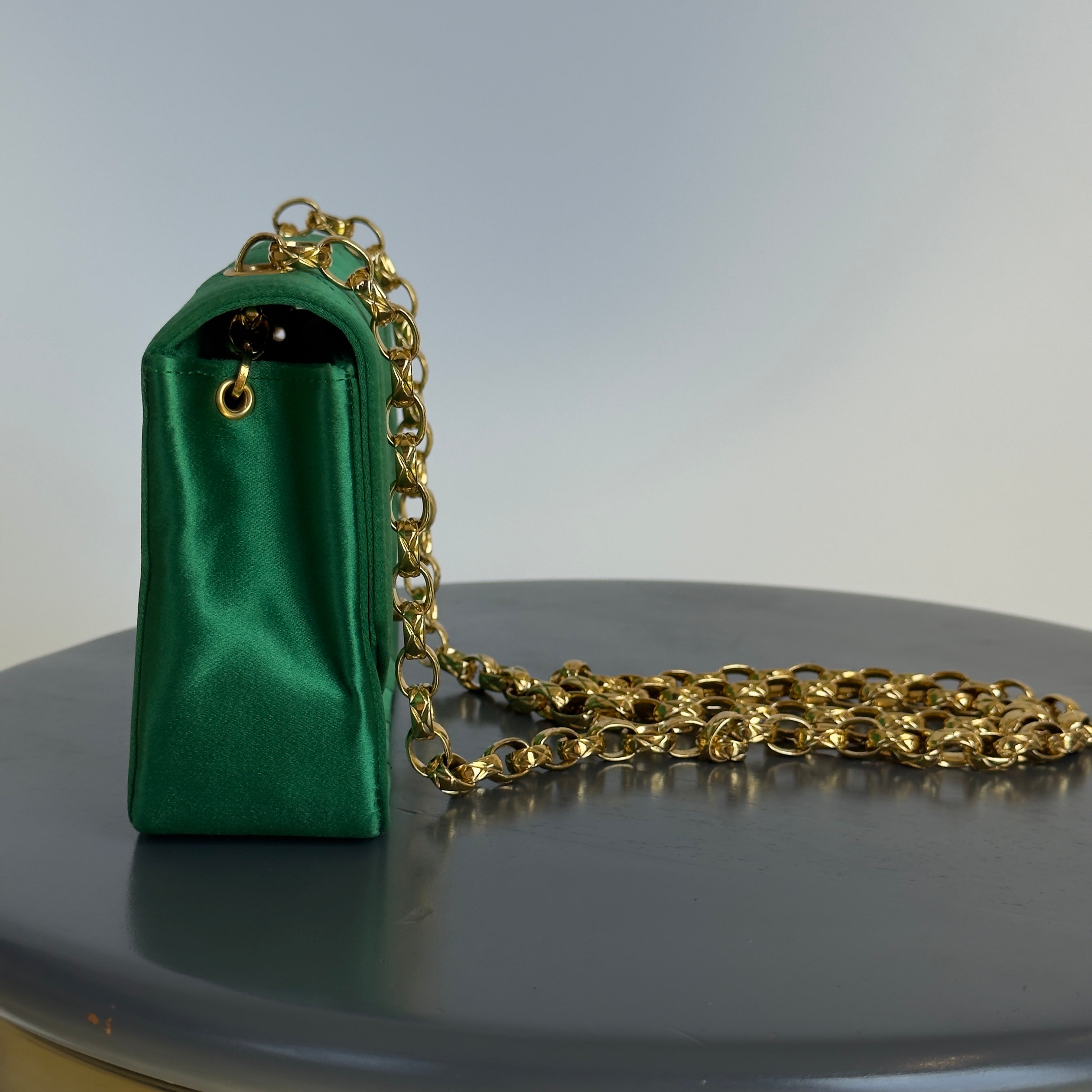 Rare Chanel Mini Diana Green Satin Bijou Chain Series 1 - Queen May
