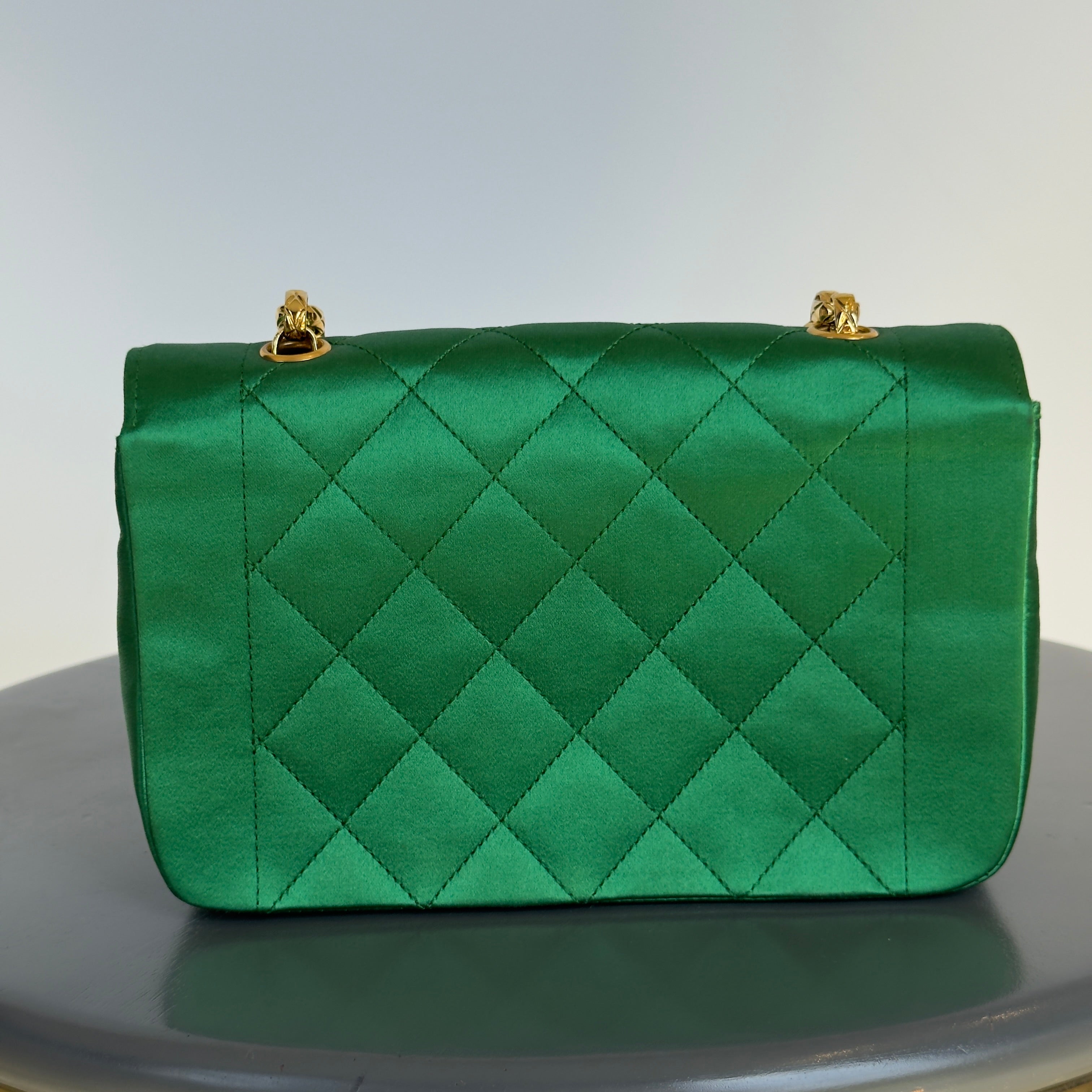 Rare Chanel Mini Diana Green Satin Bijou Chain Series 1 - Queen May