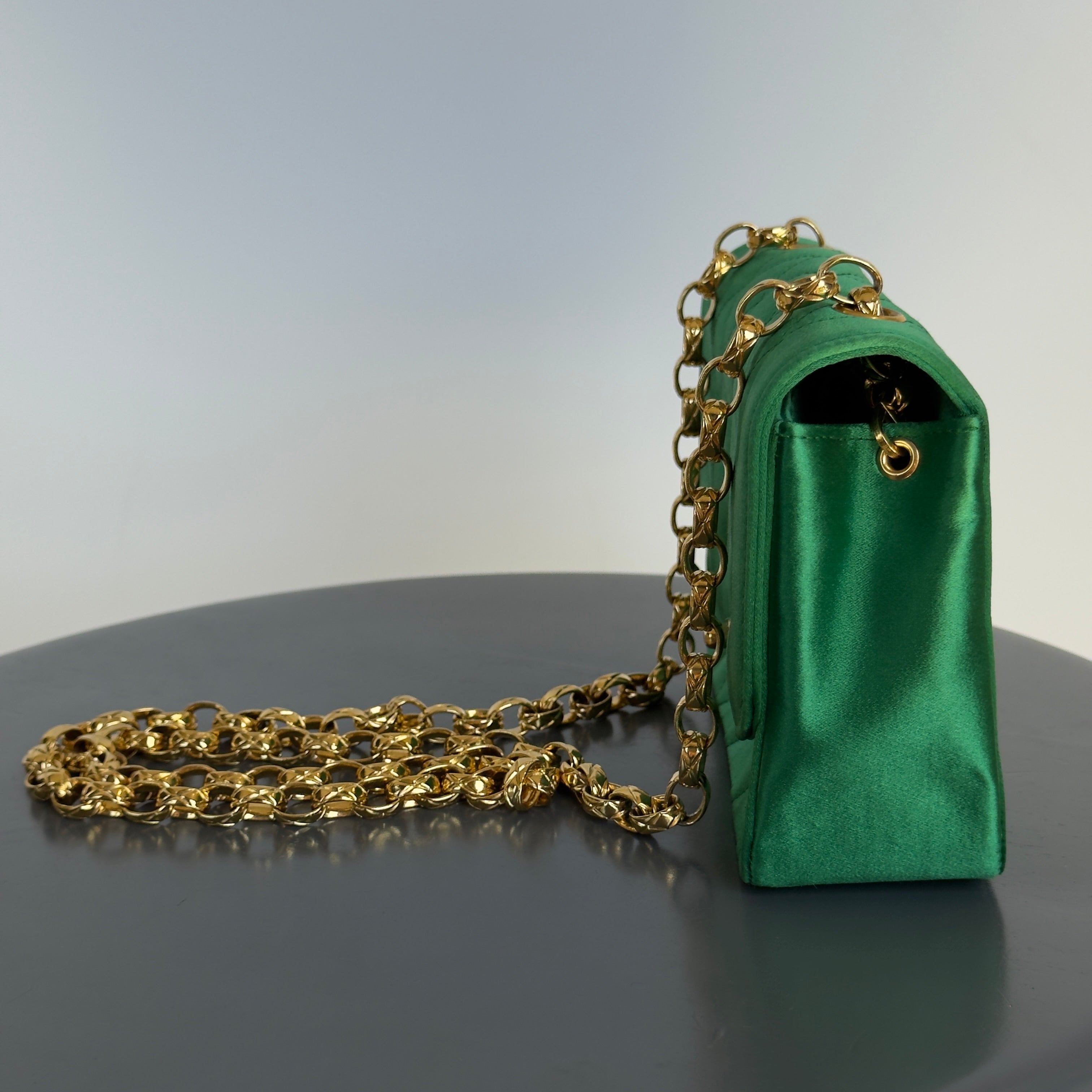 Rare Chanel Mini Diana Green Satin Bijou Chain Series 1 - Queen May