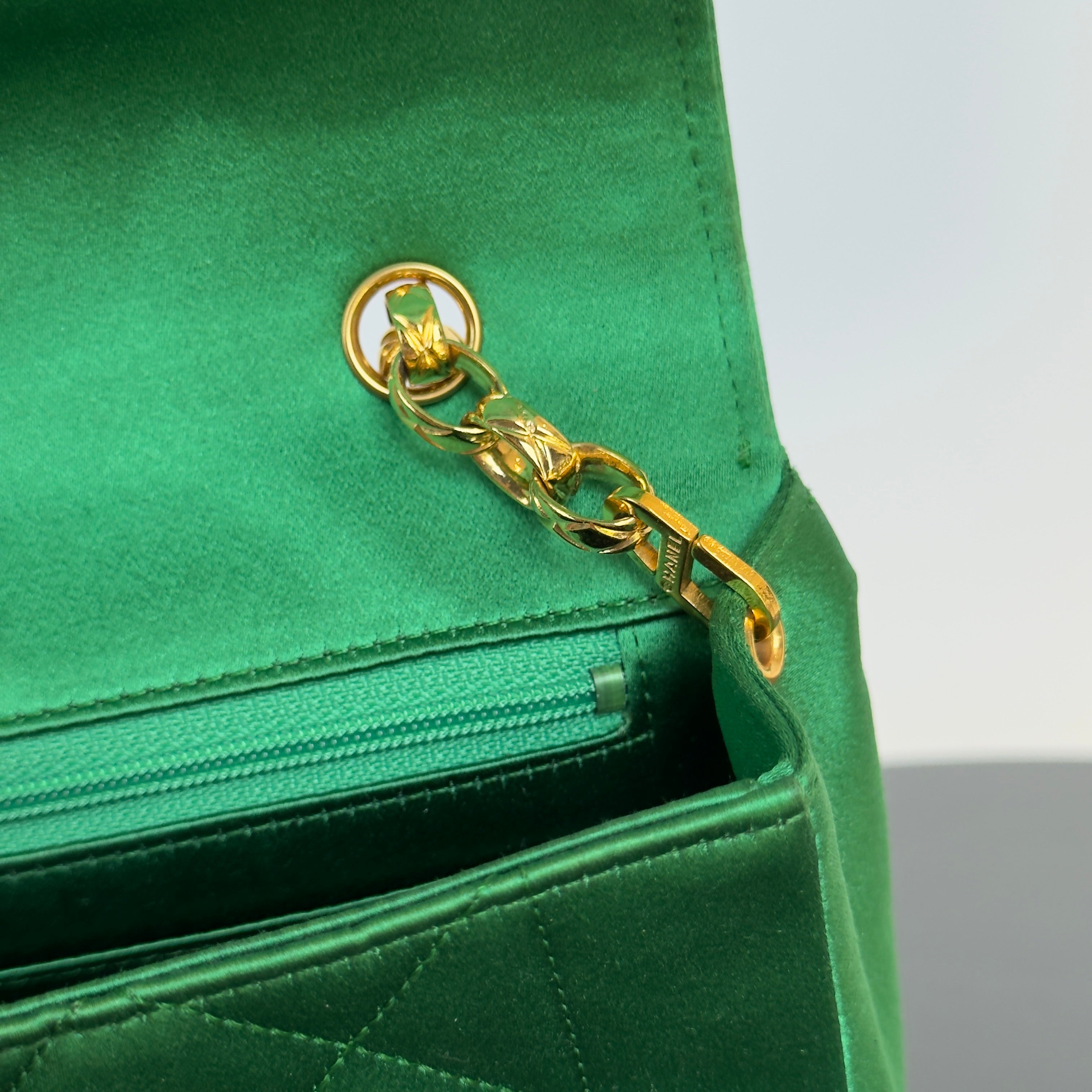 Rare Chanel Mini Diana Green Satin Bijou Chain Series 1 - Queen May