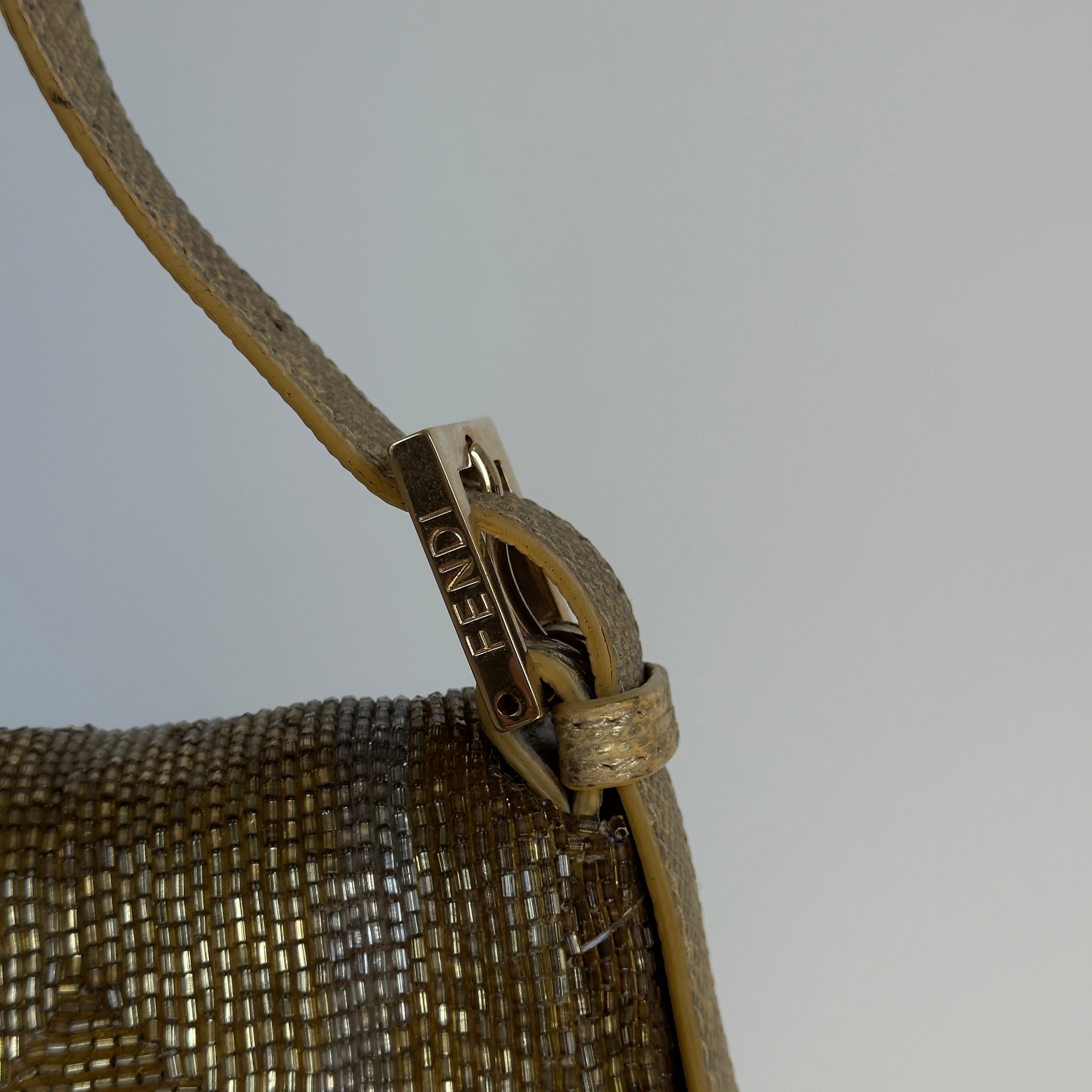Ultra Rare Vintage Fendi Zucca Beaded Lizard Baguette - Queen May