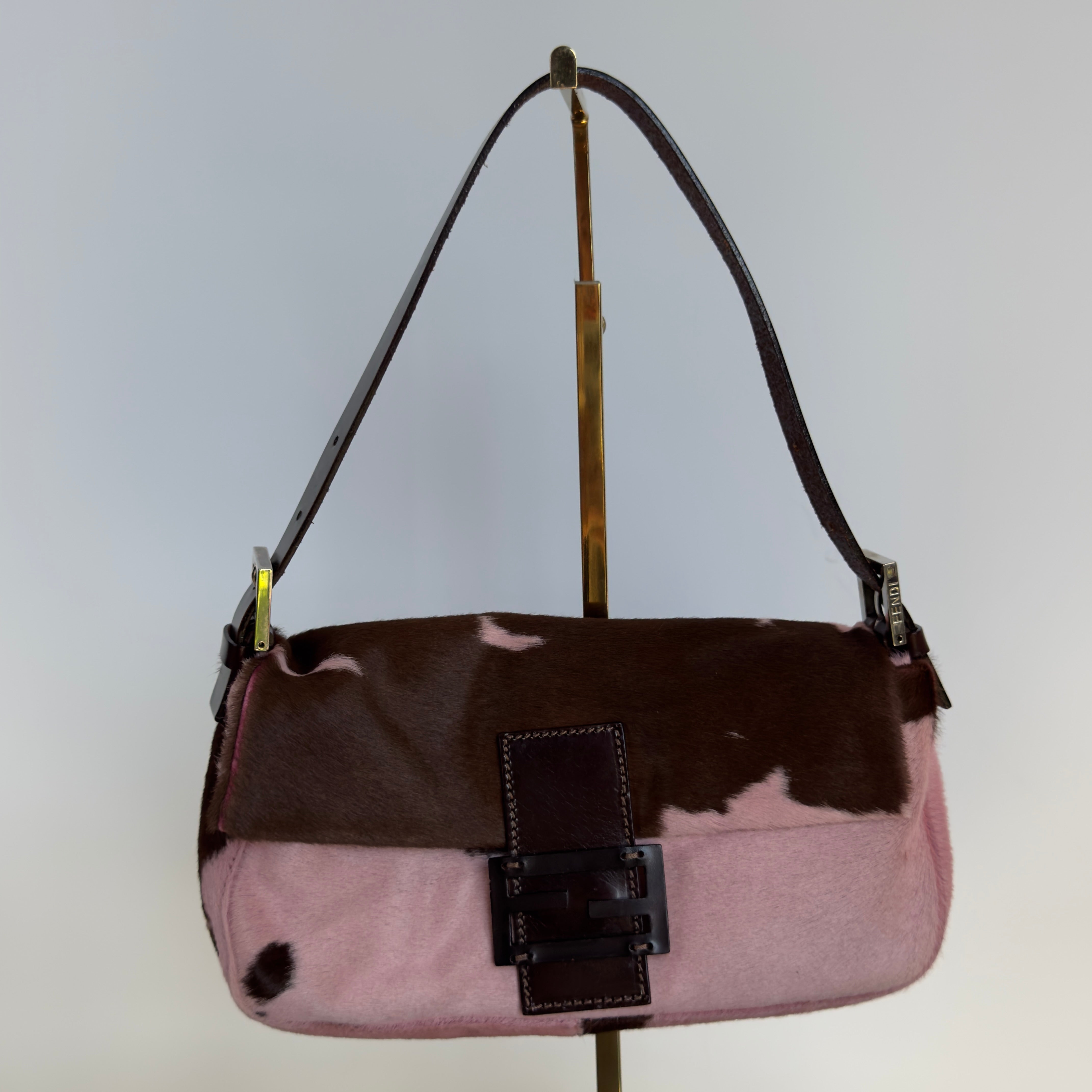 Rare Fendi Pink Cow Print Ponyhair Baguette - Queen May