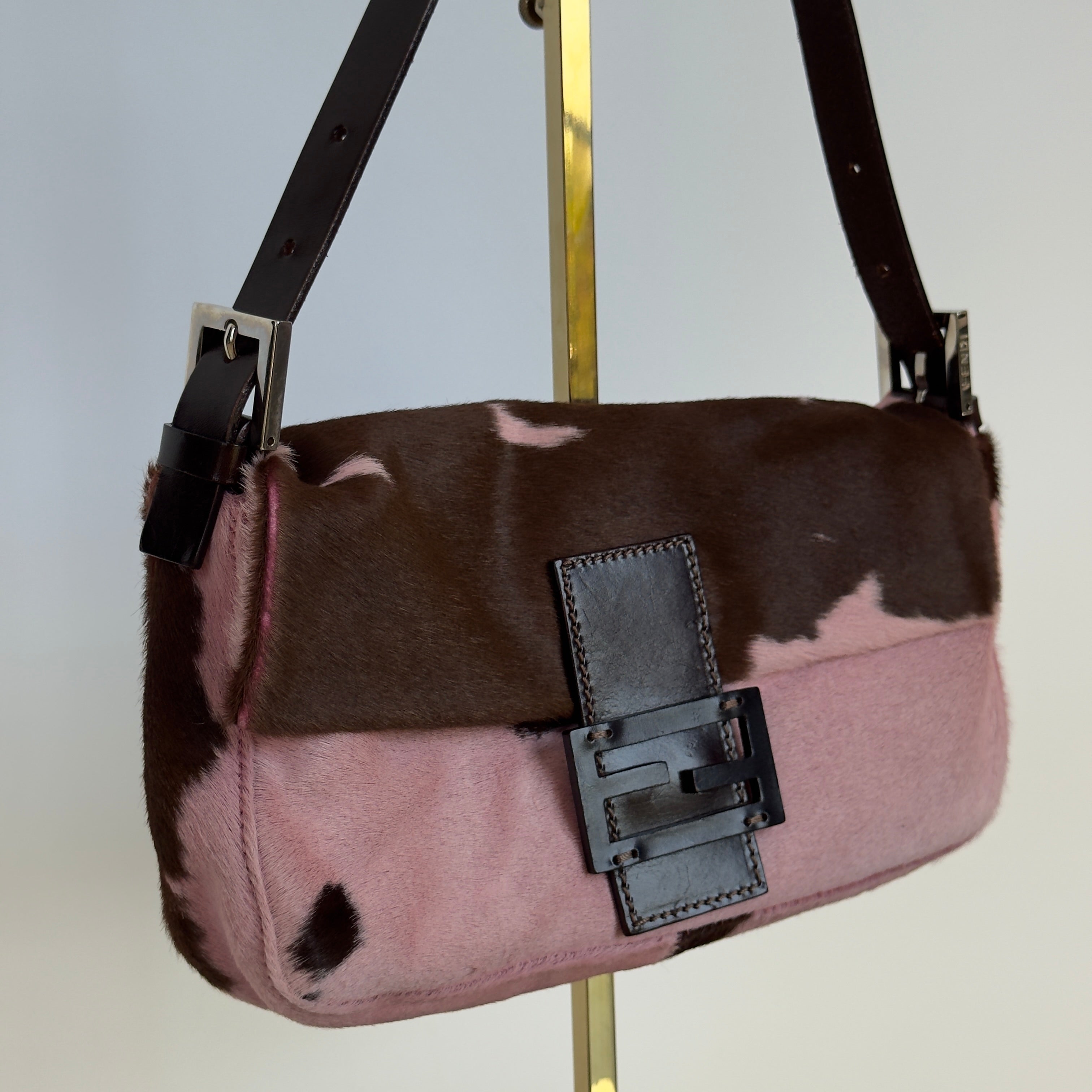 Rare Fendi Pink Cow Print Ponyhair Baguette - Queen May