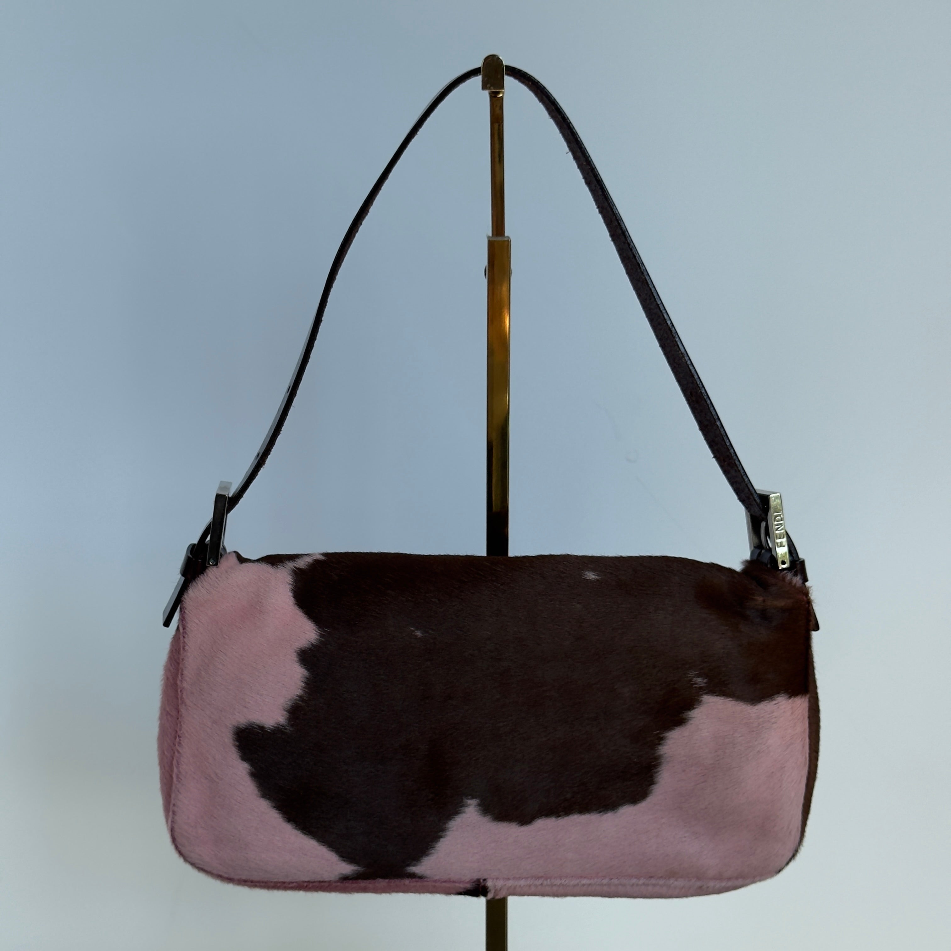 Rare Fendi Pink Cow Print Ponyhair Baguette - Queen May