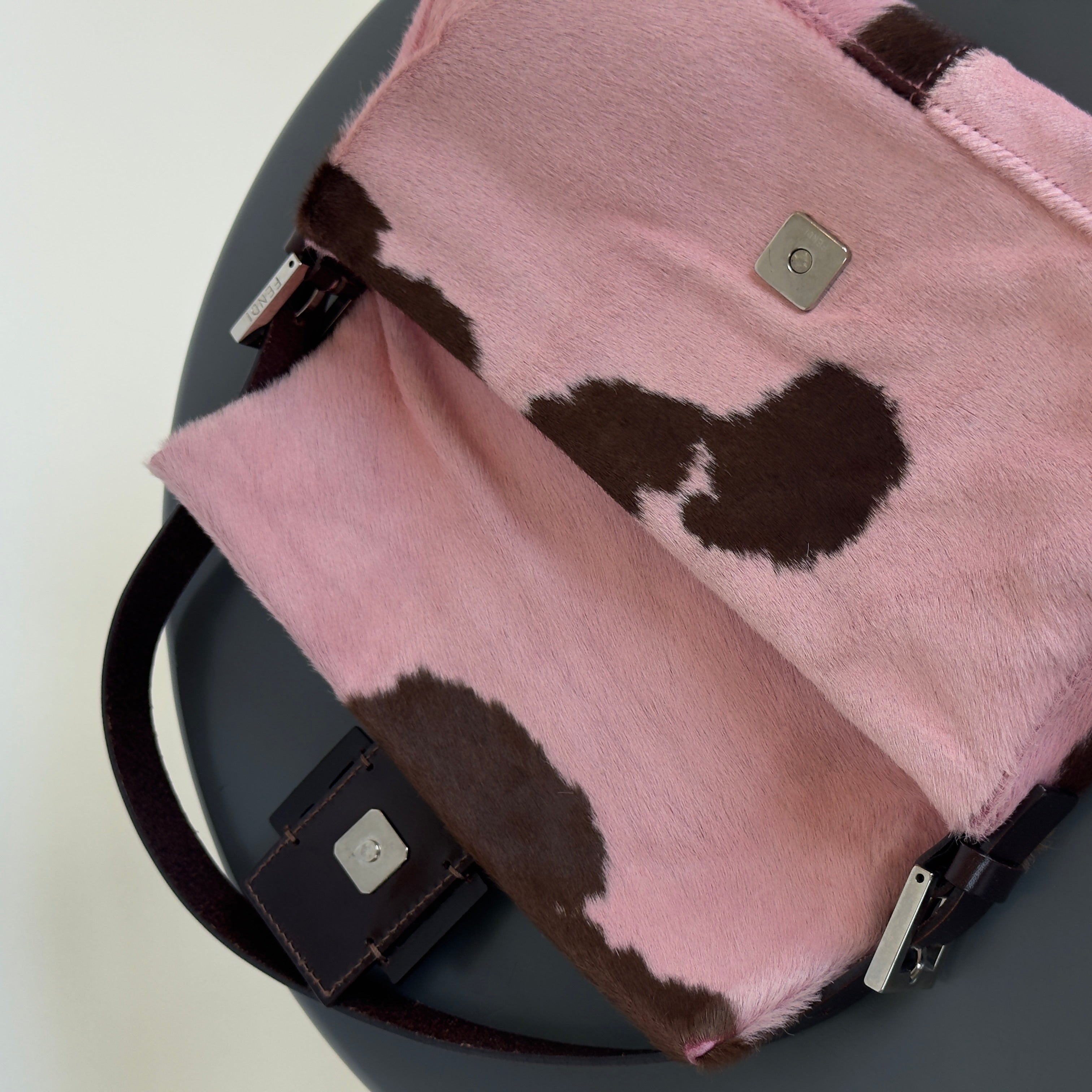 Rare Fendi Pink Cow Print Ponyhair Baguette - Queen May
