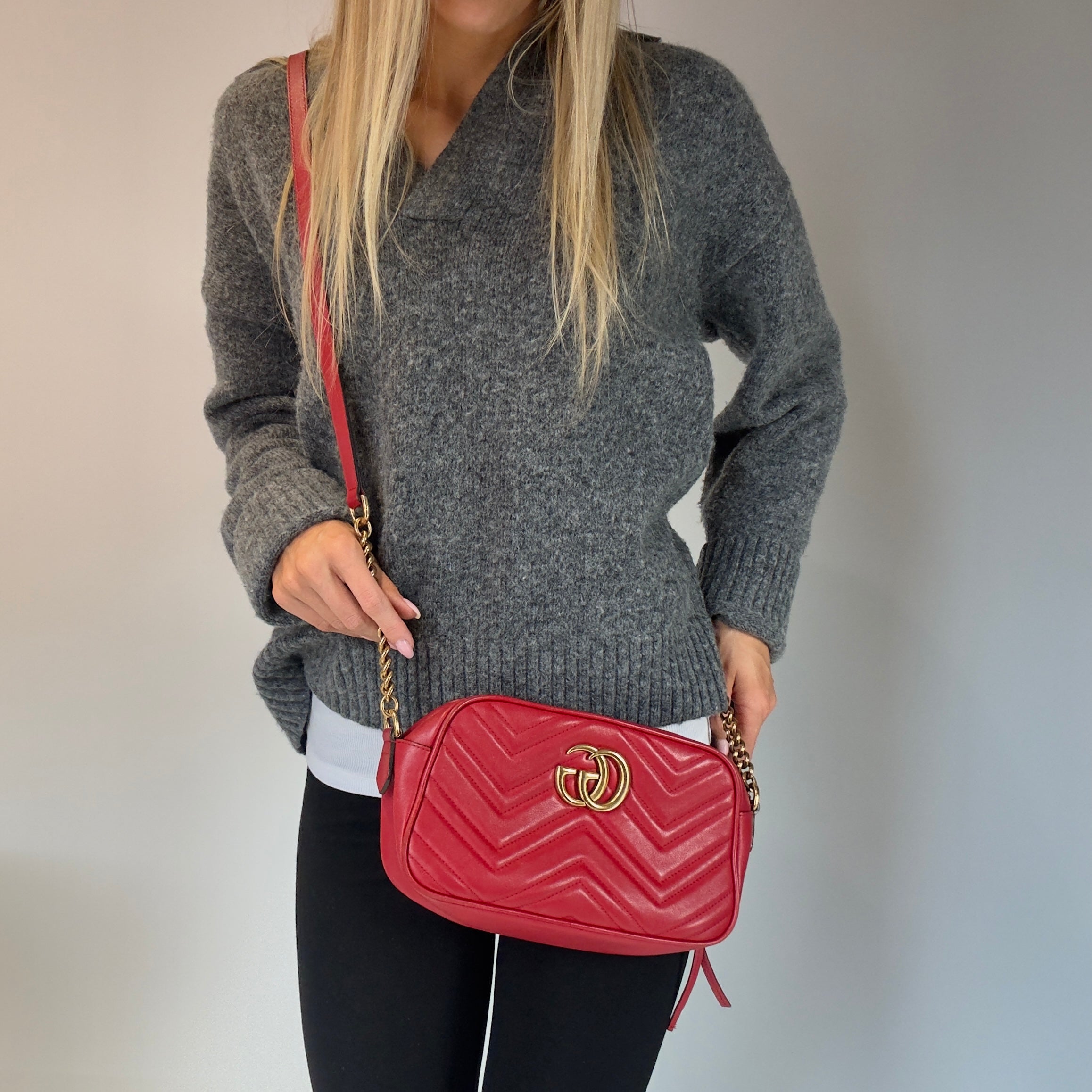 Gucci Red Marmont Crossbody Bag - Queen May