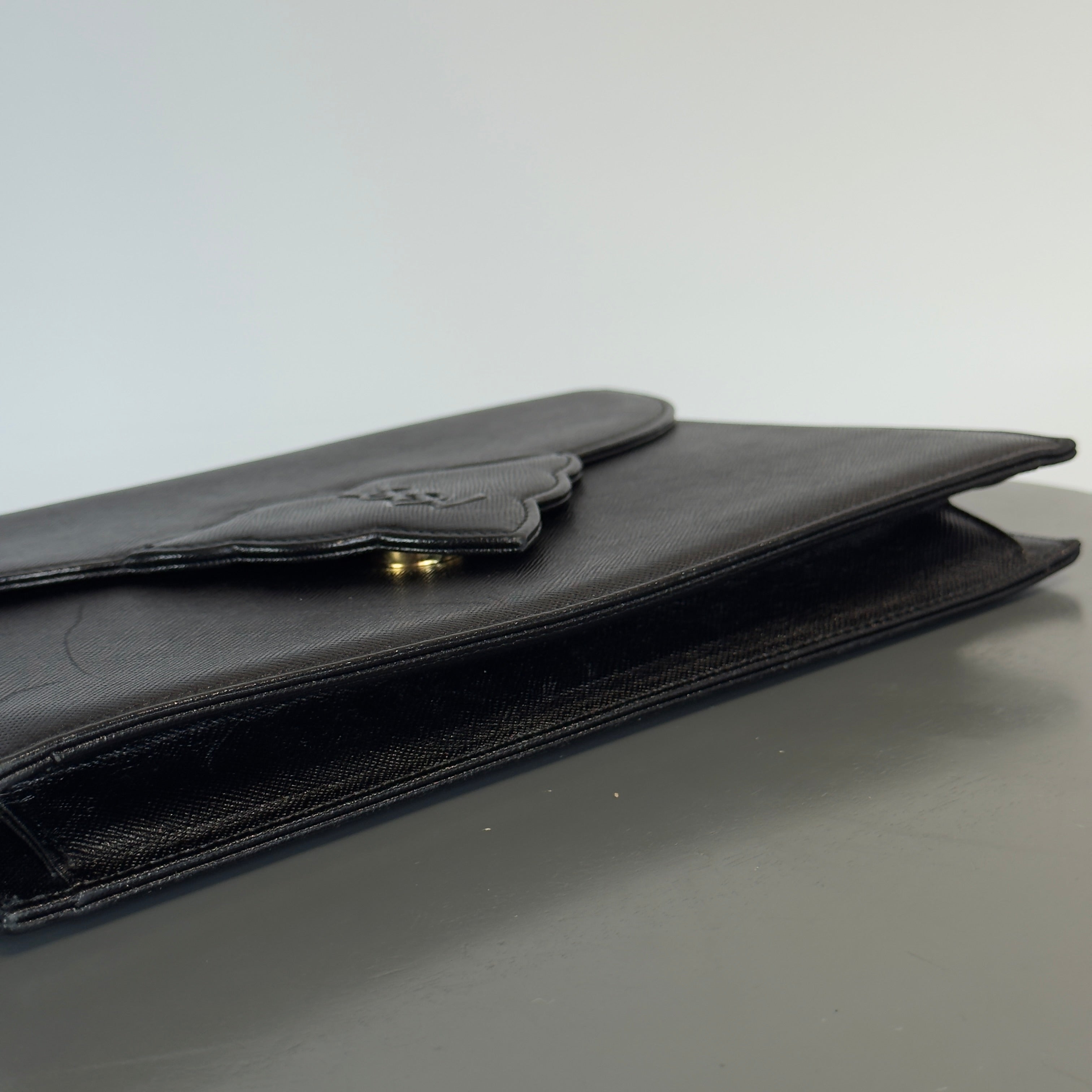 Vintage Yves Saint Laurent Black Leather Clutch - Queen May