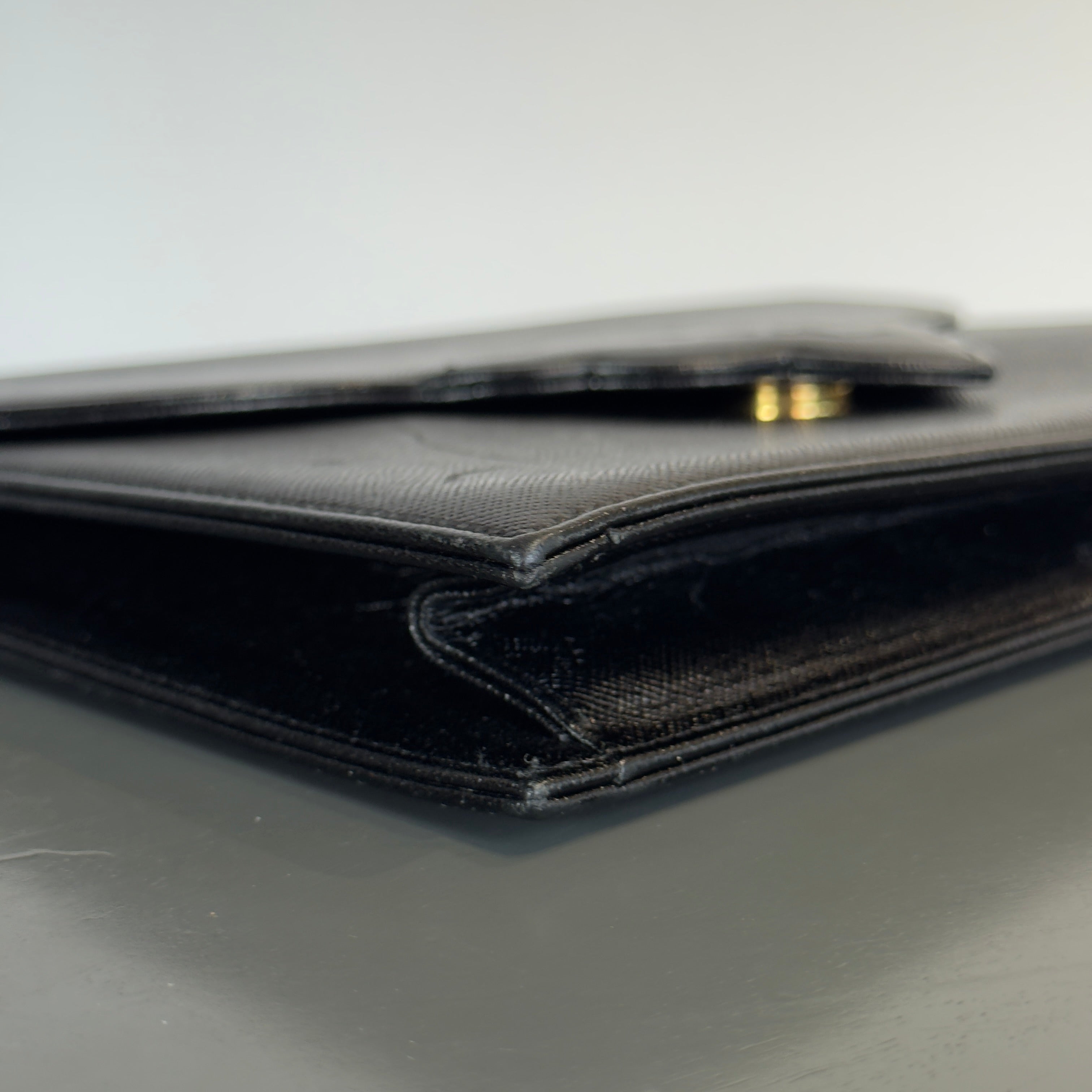 Vintage Yves Saint Laurent Black Leather Clutch - Queen May