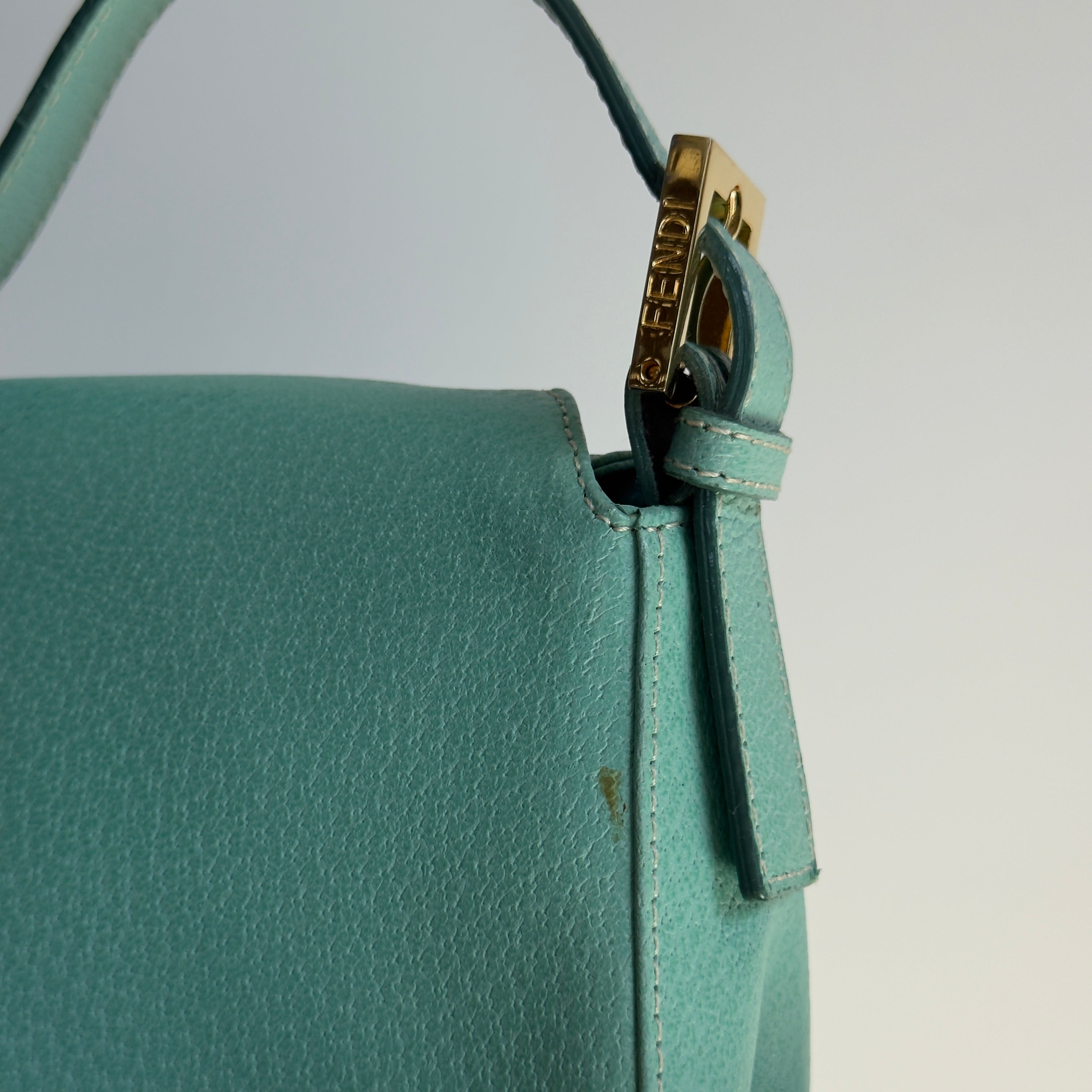 Fendi Turquoise Blue Baguette Top Handle Bag - Queen May