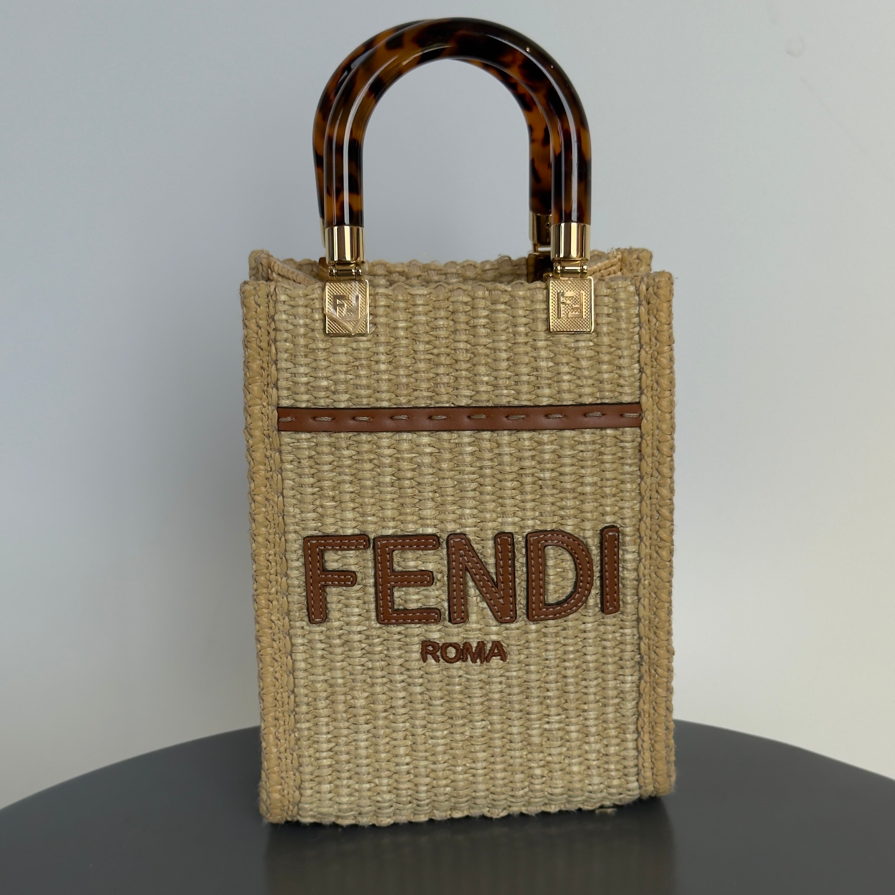 Fendi Sunshine Mini Raffia Tote Bag - Queen May