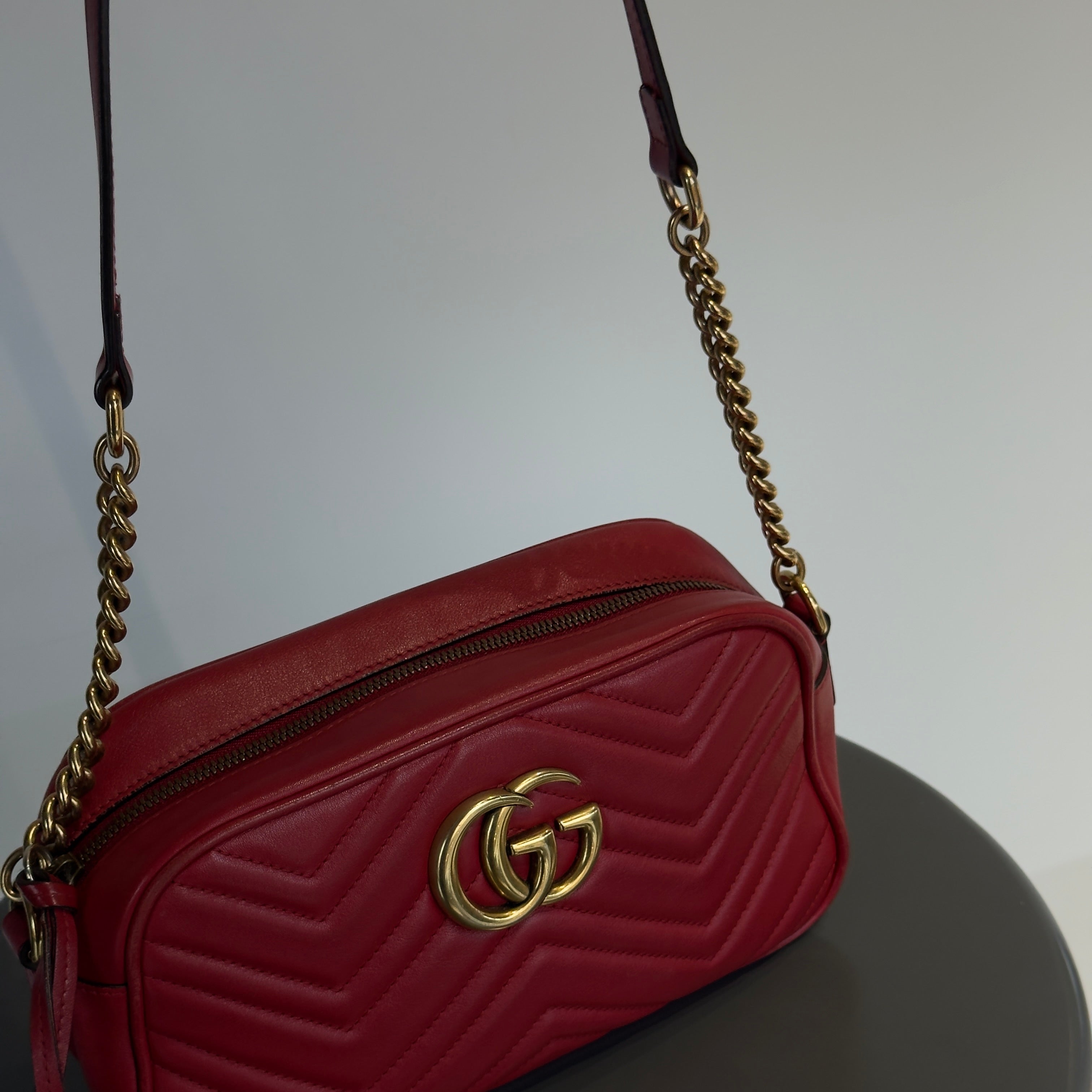 Gucci Red Marmont Crossbody Bag - Queen May