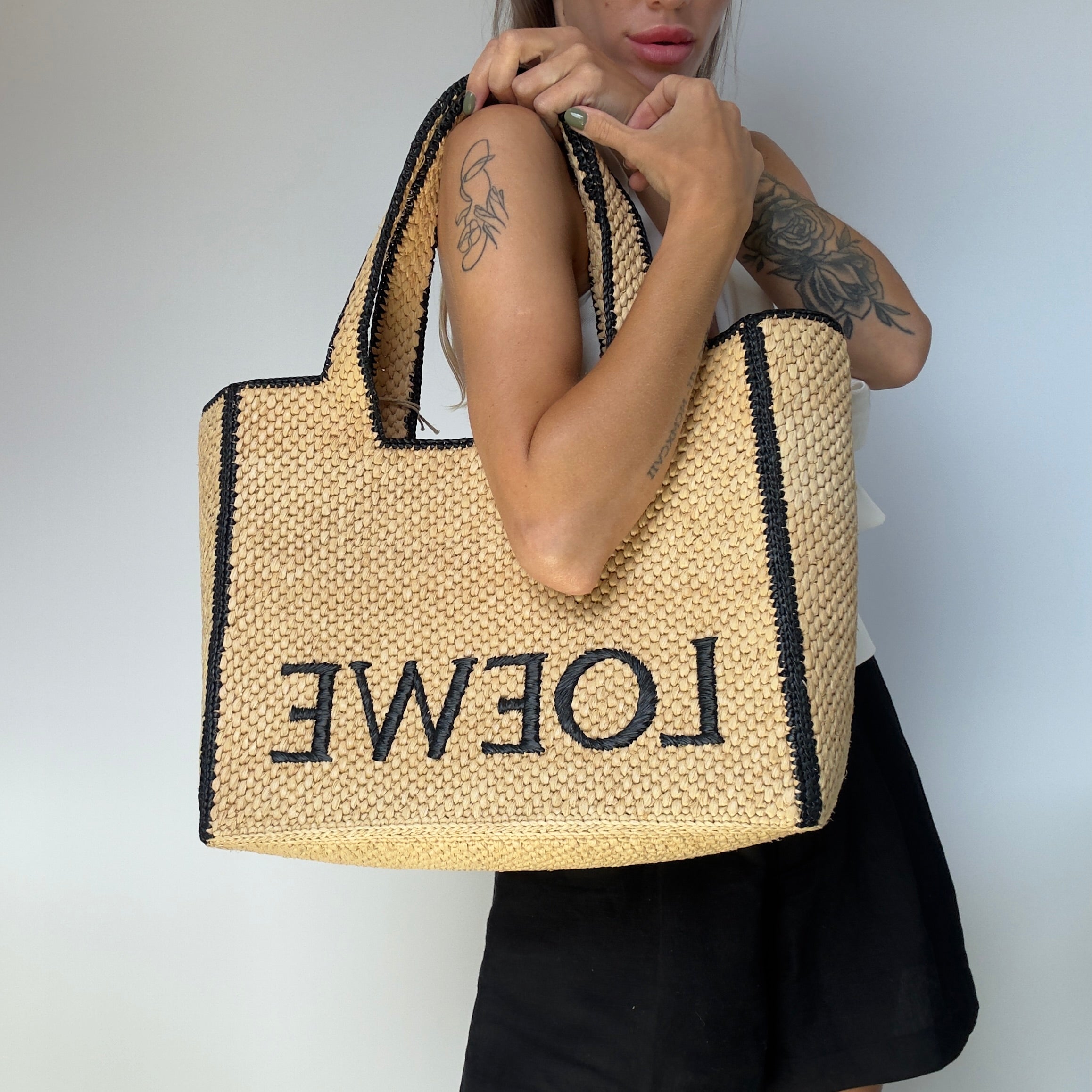 Loewe X Paula's Ibiza Font Large Tote Bag Raffia - Queen May