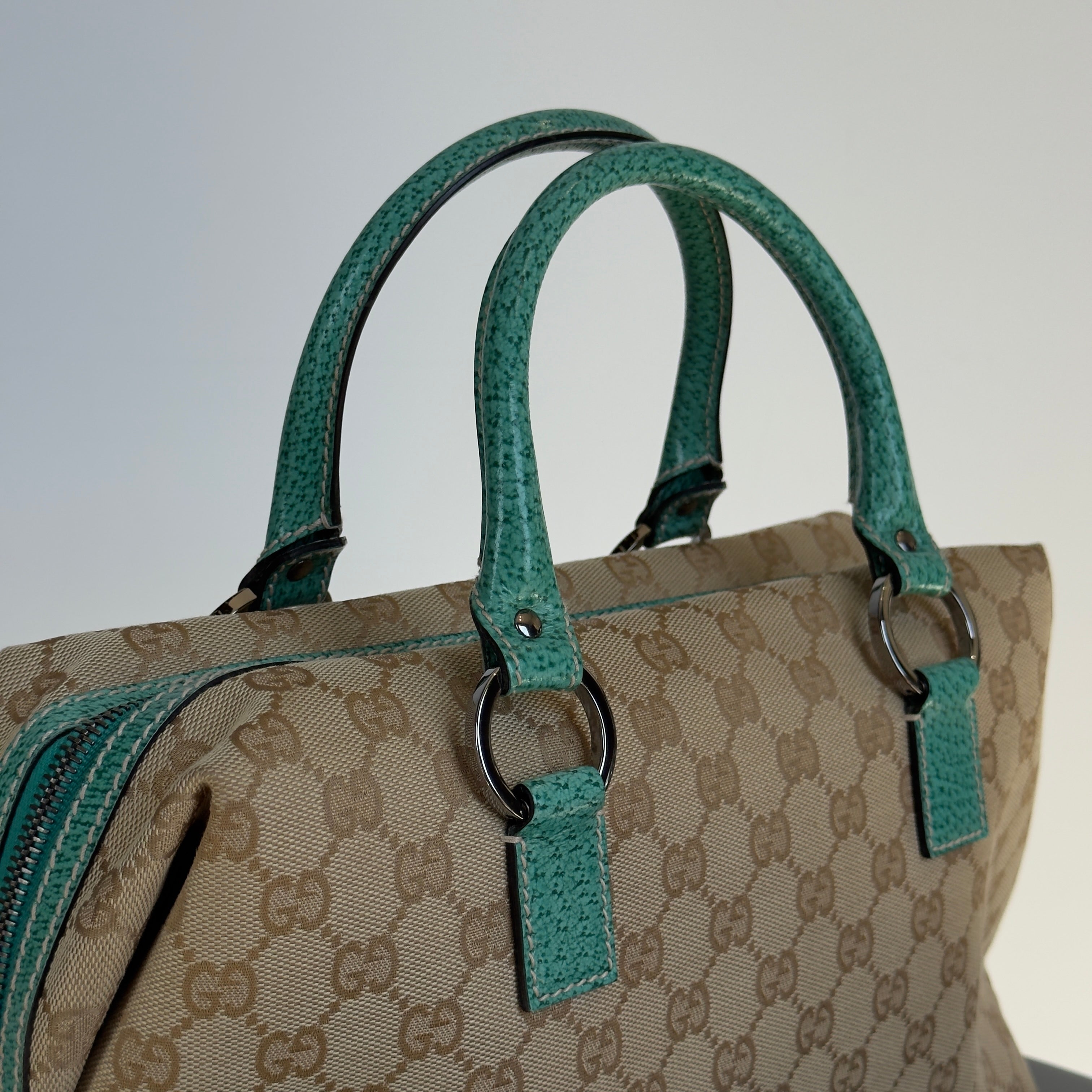 Gucci GG Canvas Boston Bag Teal - Queen May