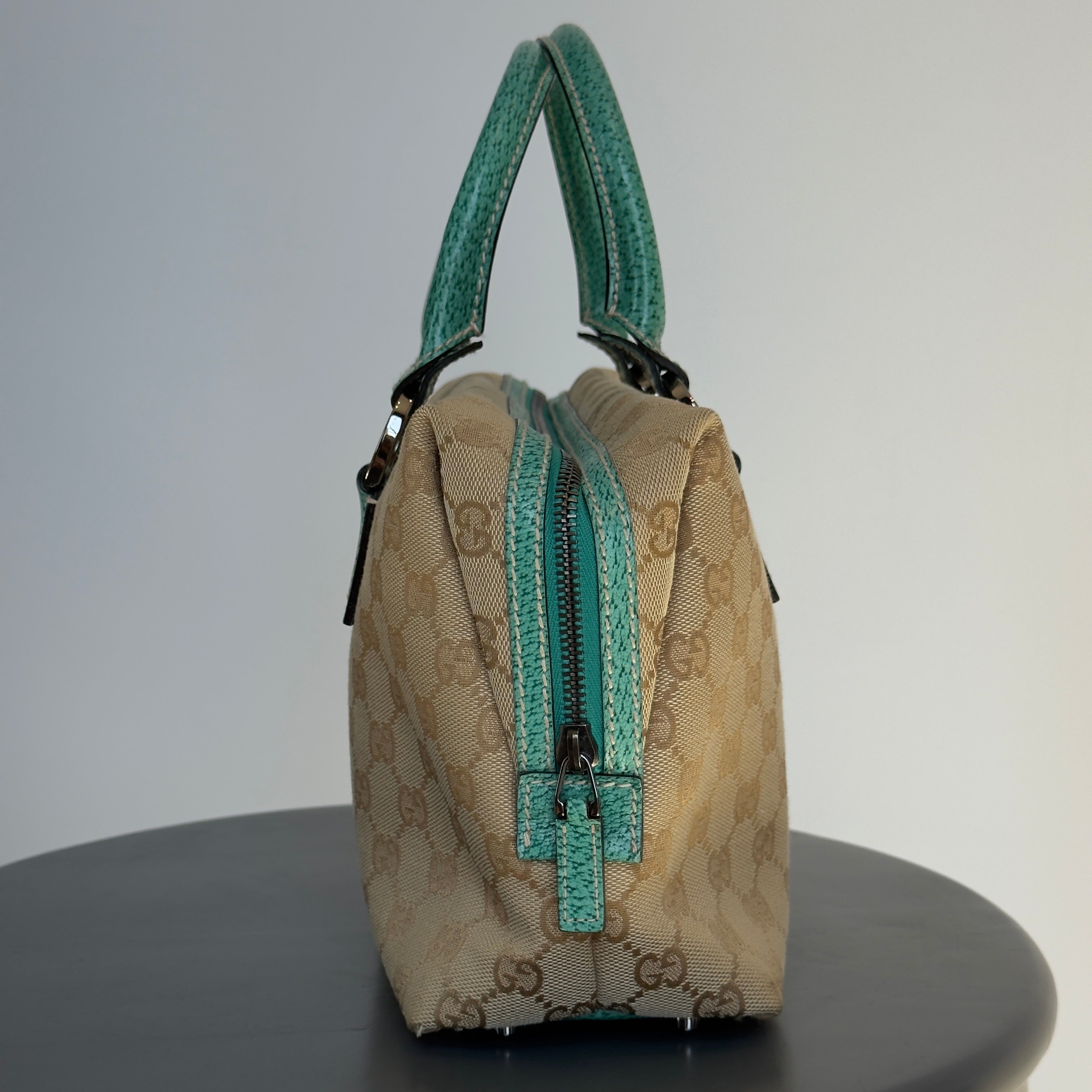 Gucci GG Canvas Boston Bag Teal - Queen May