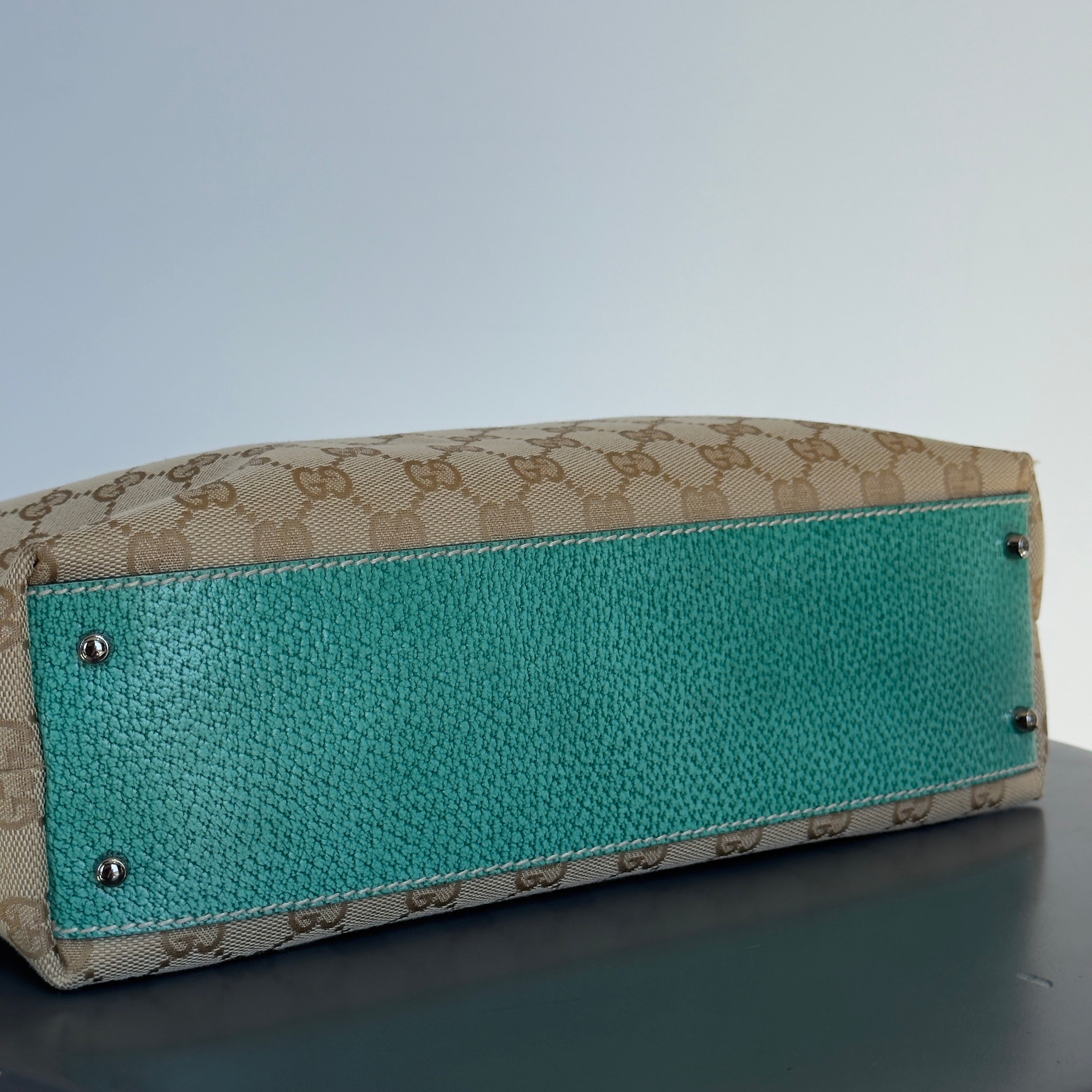 Gucci GG Canvas Boston Bag Teal - Queen May