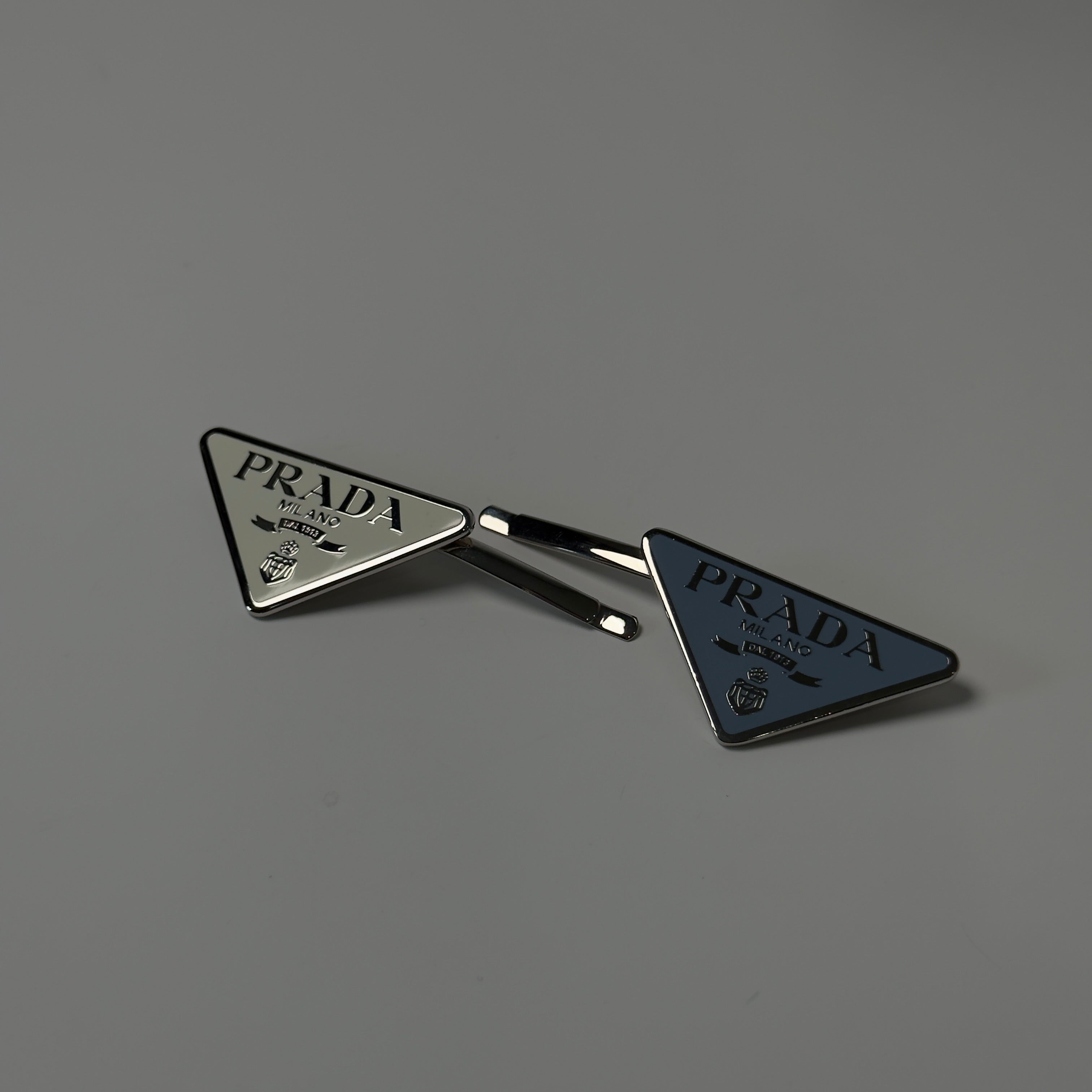 Prada Enamel Triangle Logo Hair Clips - Queen May