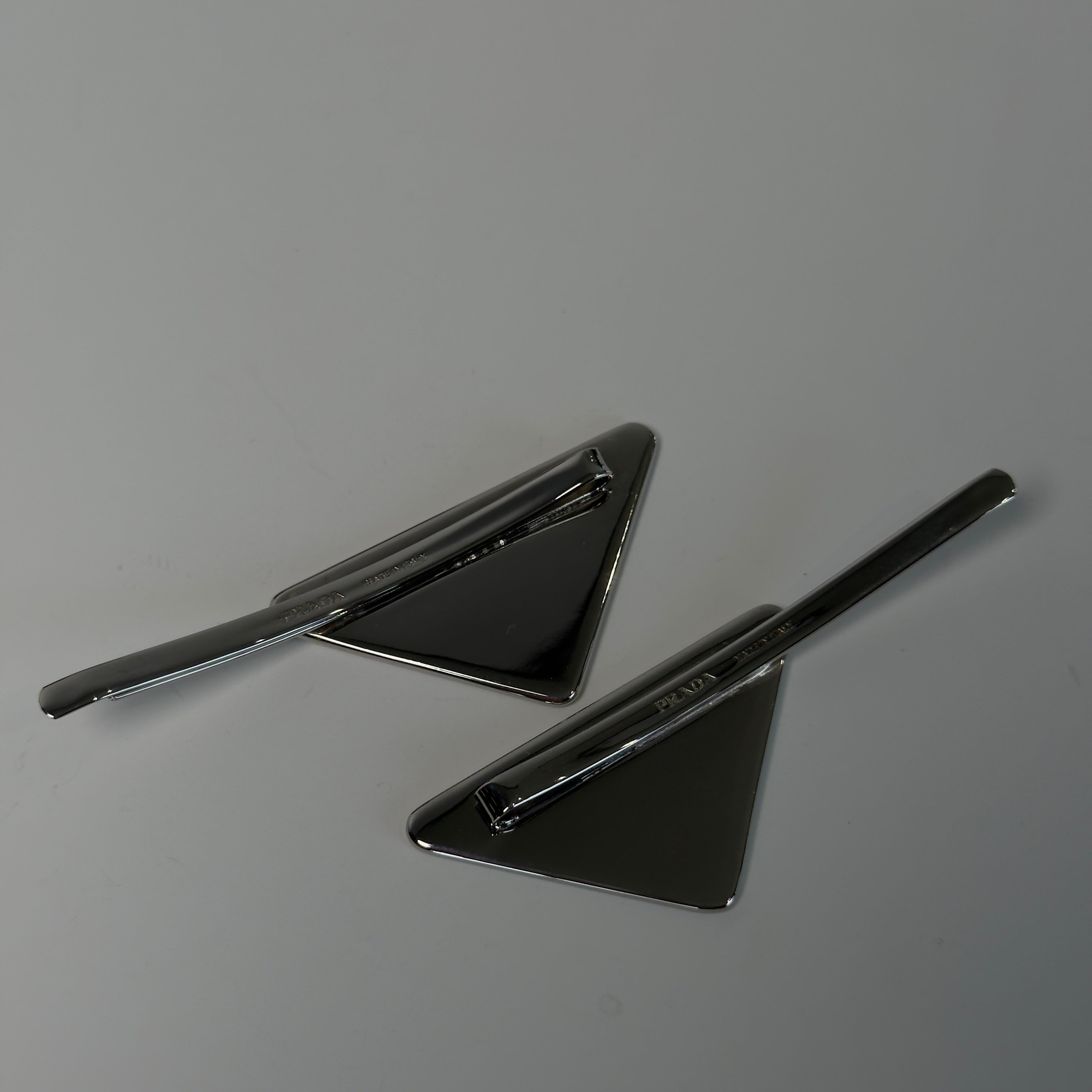 Prada Enamel Triangle Logo Hair Clips - Queen May