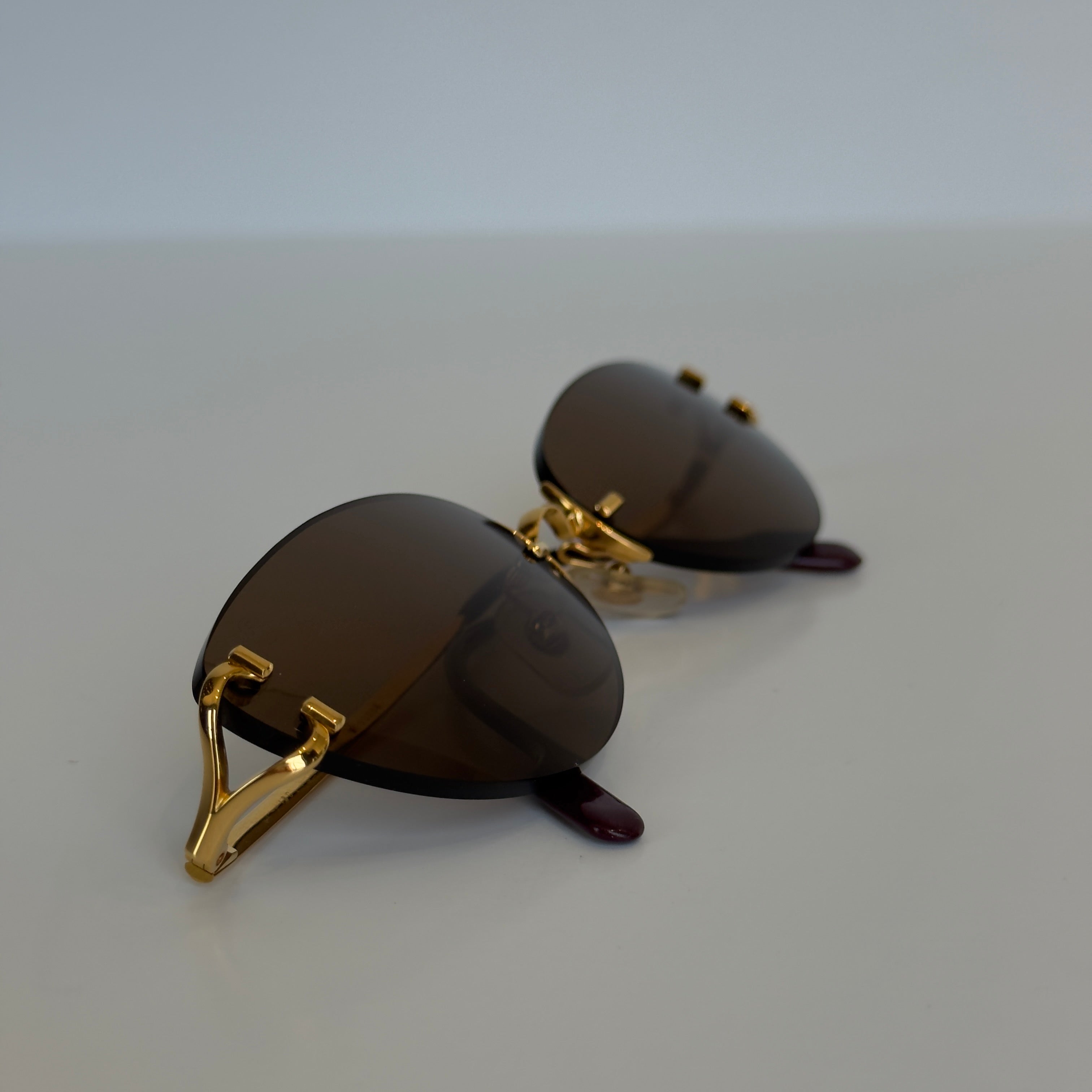 Cartier Oval Rimless Sunglasses Brown - Queen May