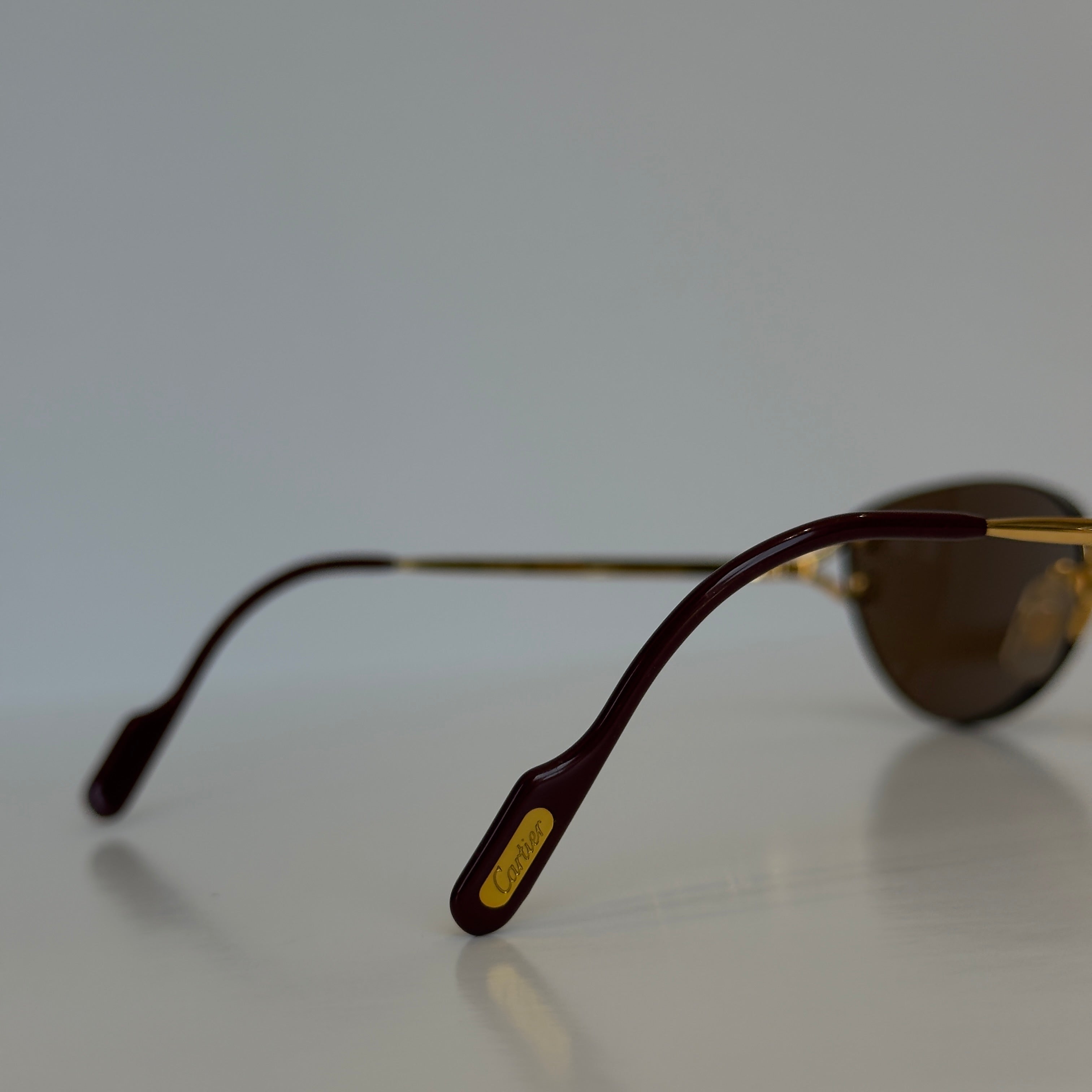 Cartier Oval Rimless Sunglasses Brown - Queen May