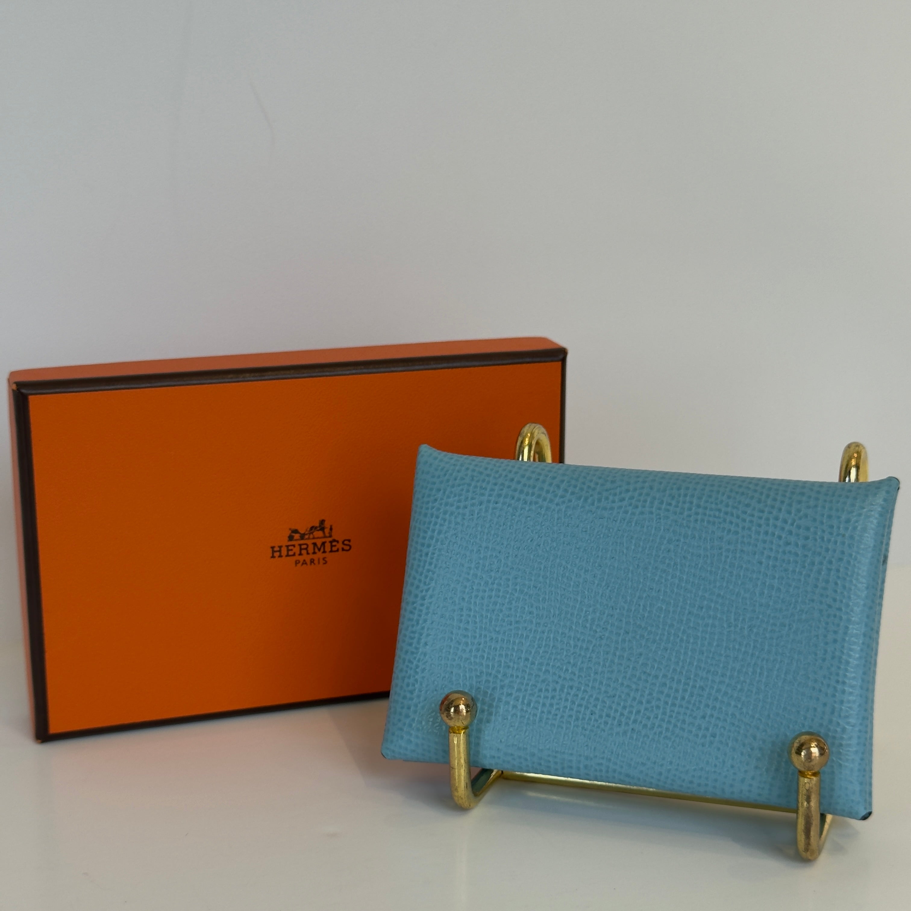 Hermes Blue Calvi Card Holder - Queen May