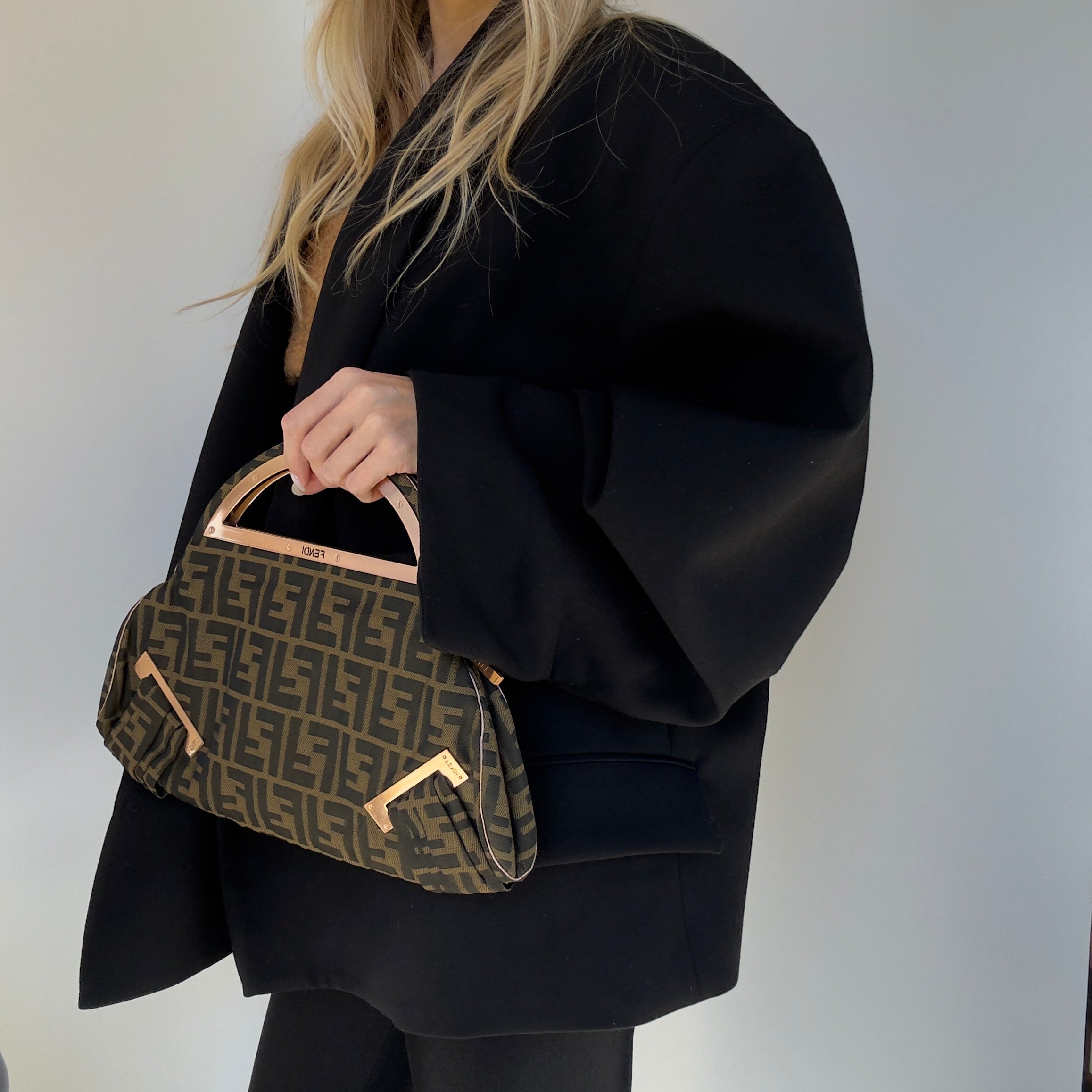 Fendi Smile Brown Zucca Canvas Smile Satchel - Queen May