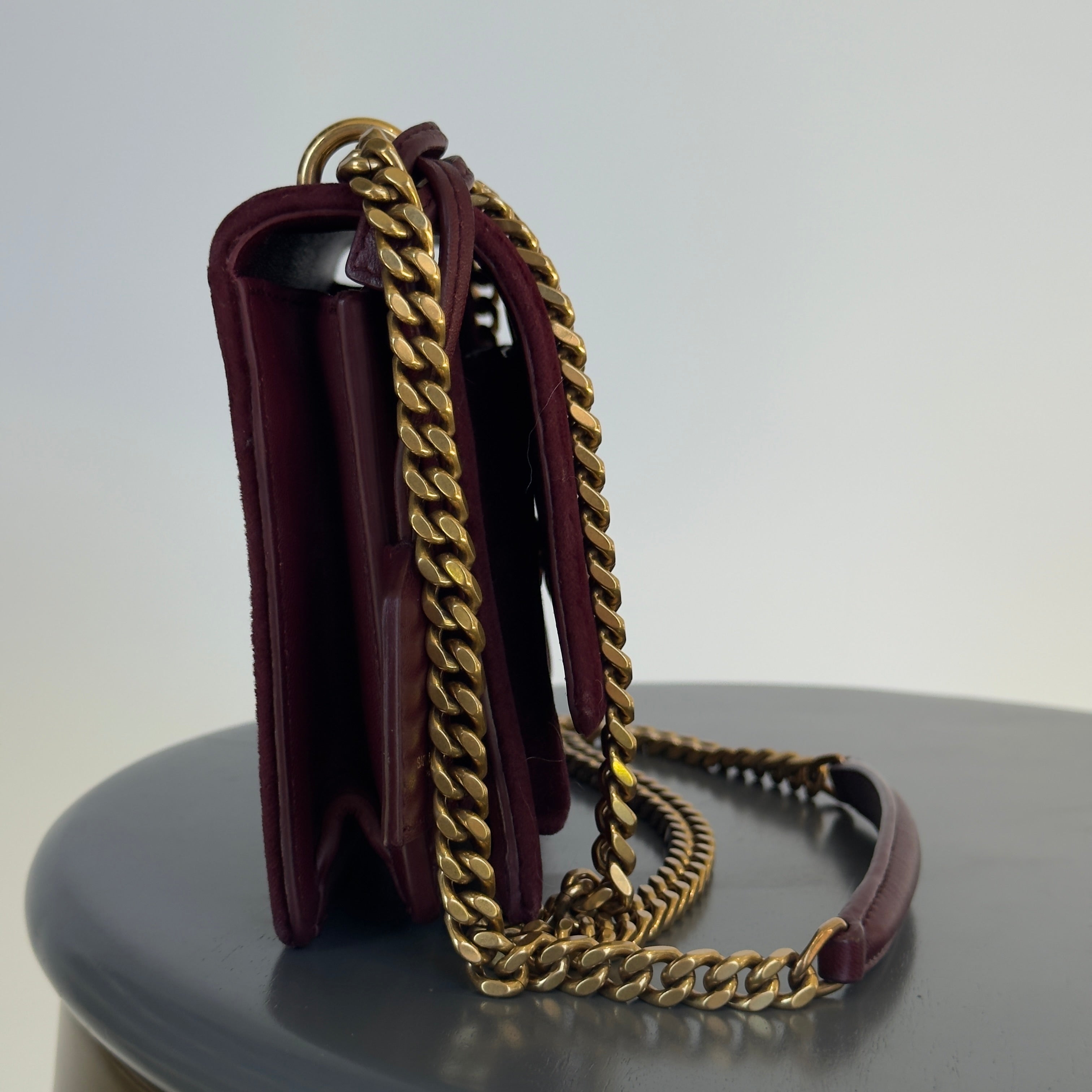 Saint Laurent Velvet Monogram Sunset Bag - Queen May