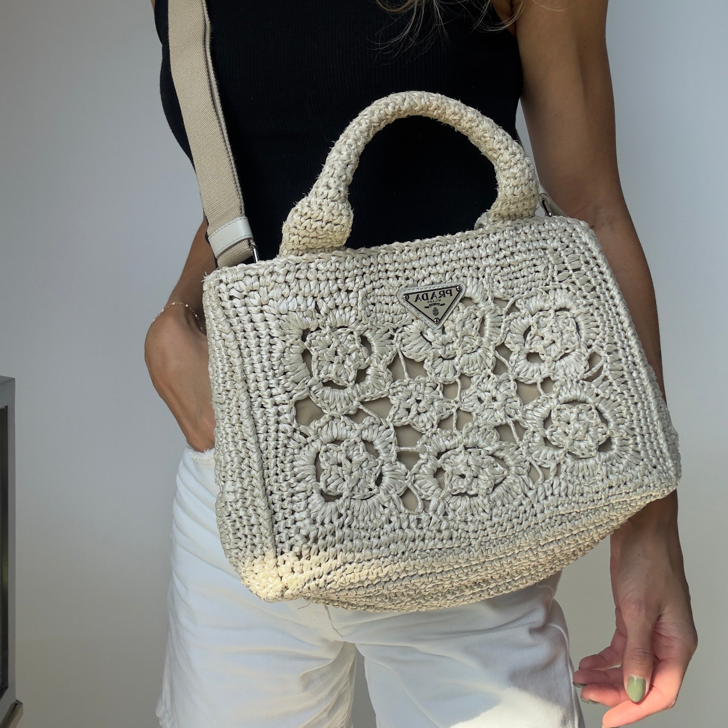 Prada Canapa Raffia Tote - Queen May