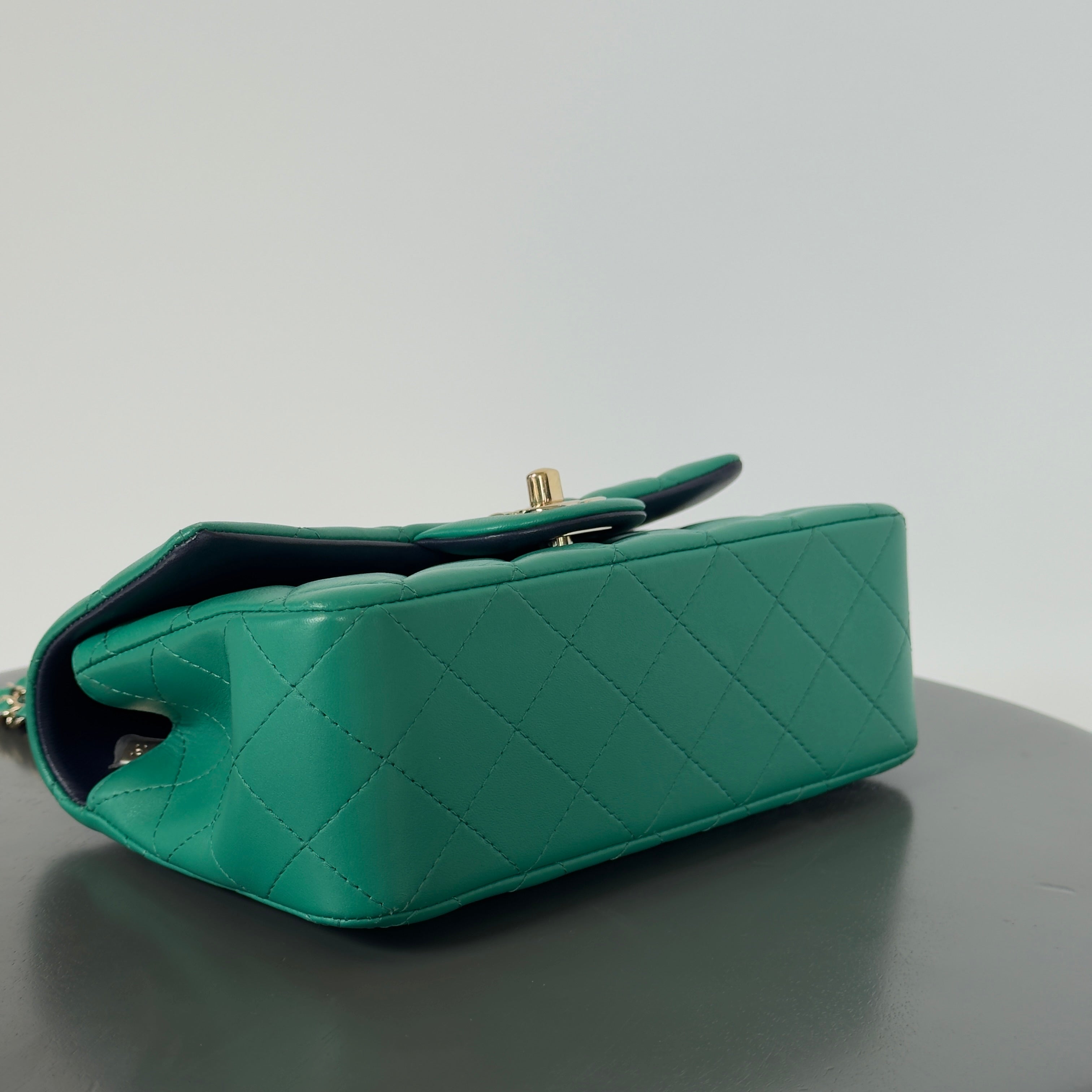 Chanel Rectangular Mini Top Handle Flap Bag Green - Queen May