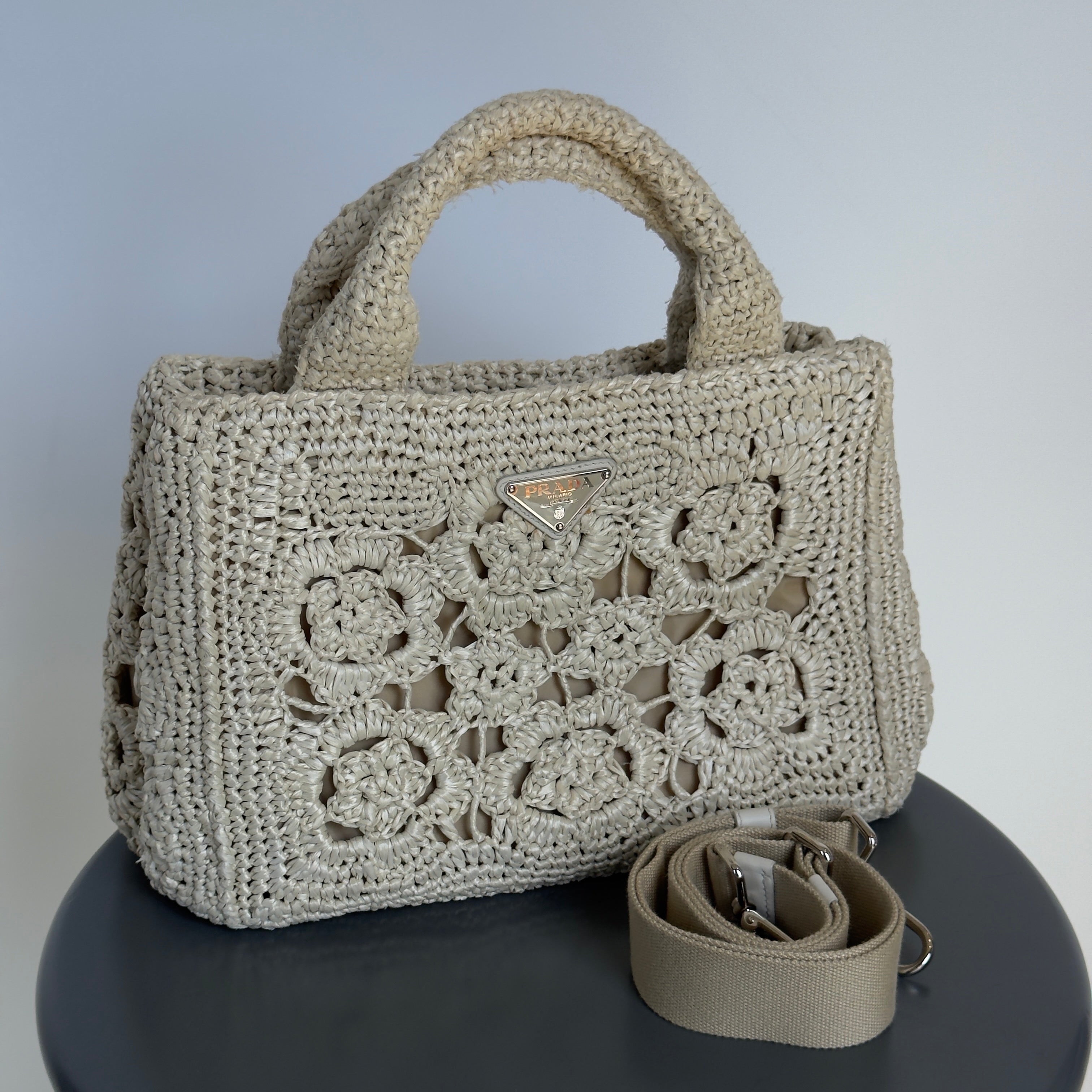 Prada Canapa Raffia Tote - Queen May