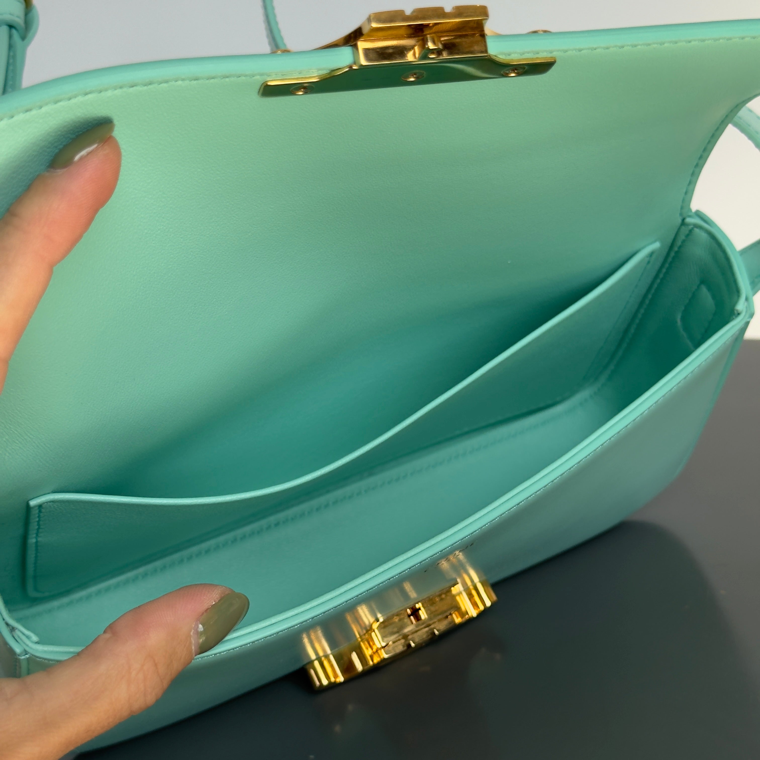 Celine Shoulder Bag Claude in Turquoise - Queen May