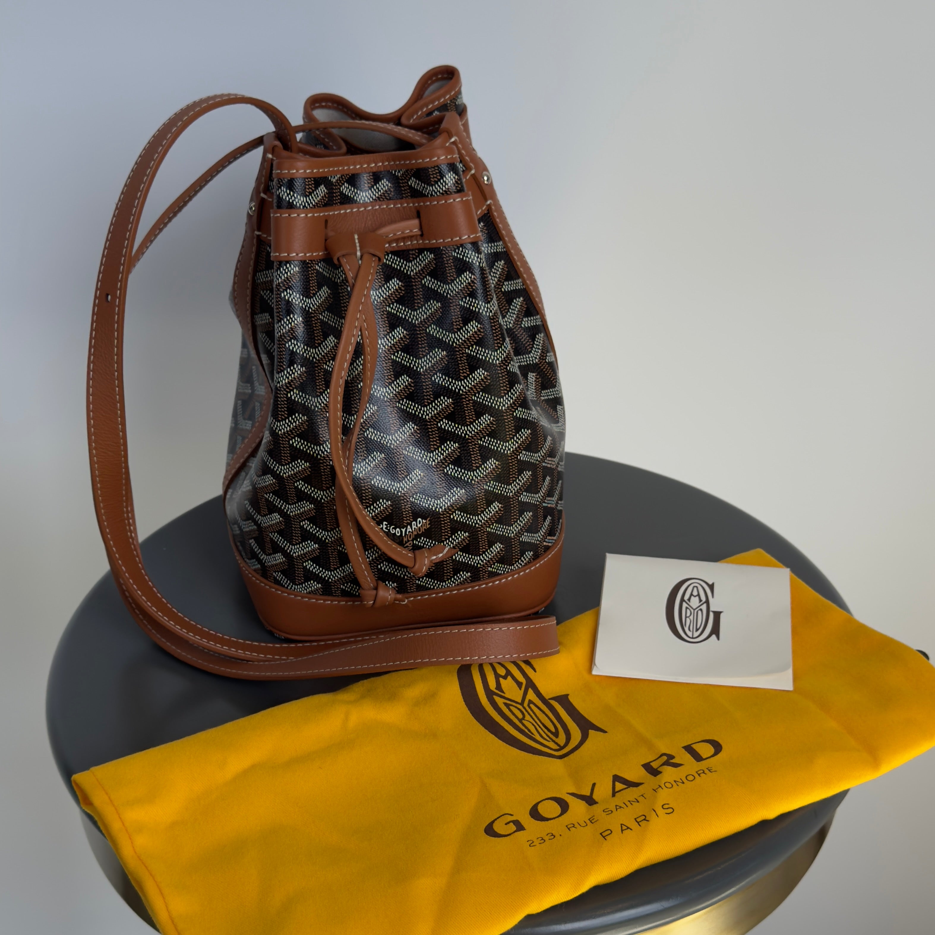 Goyard Petit Flot Bucket Bag Black & Tan - Queen May