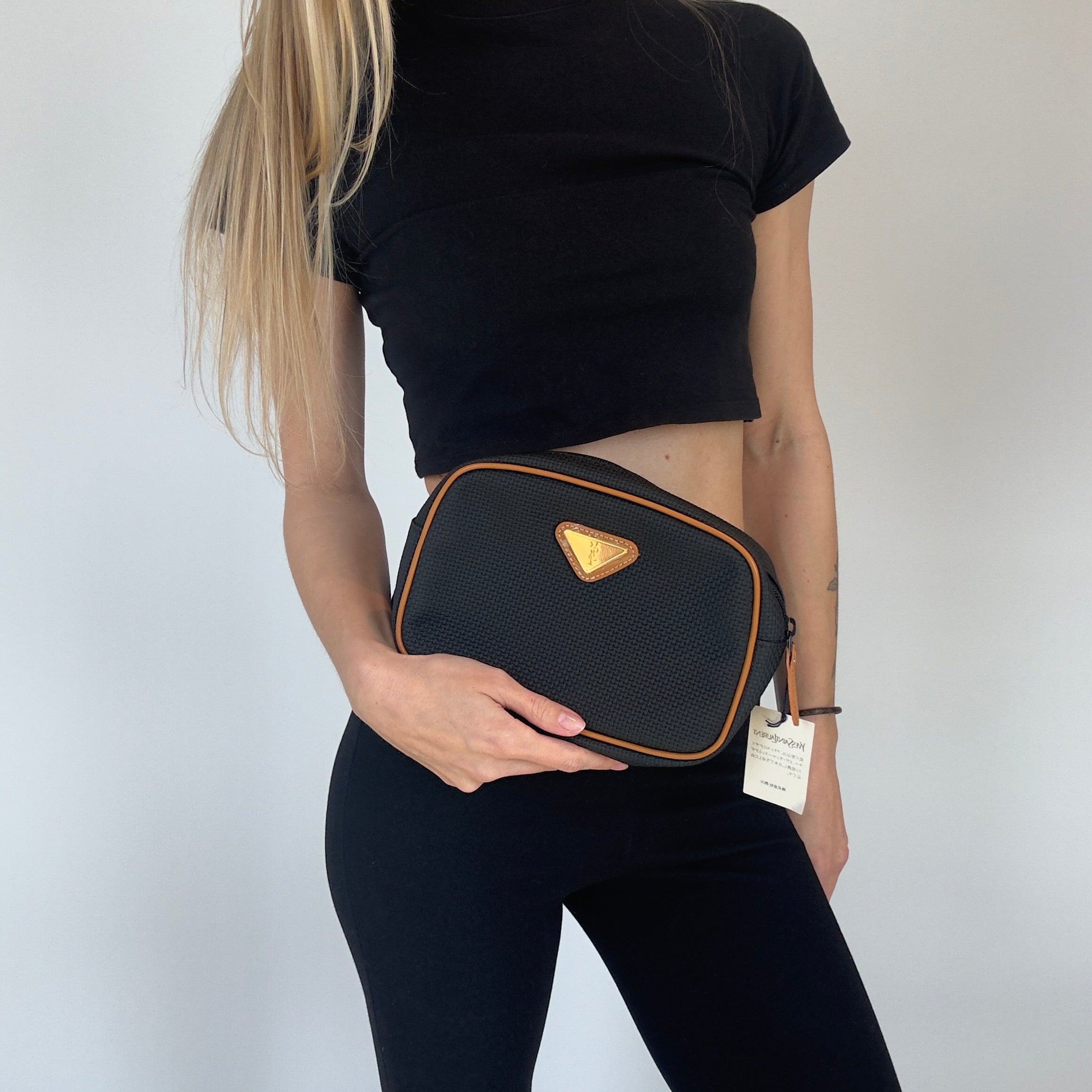 Vintage Yves Saint Laurent Top Handle Bag & Pouch Navy - Queen May