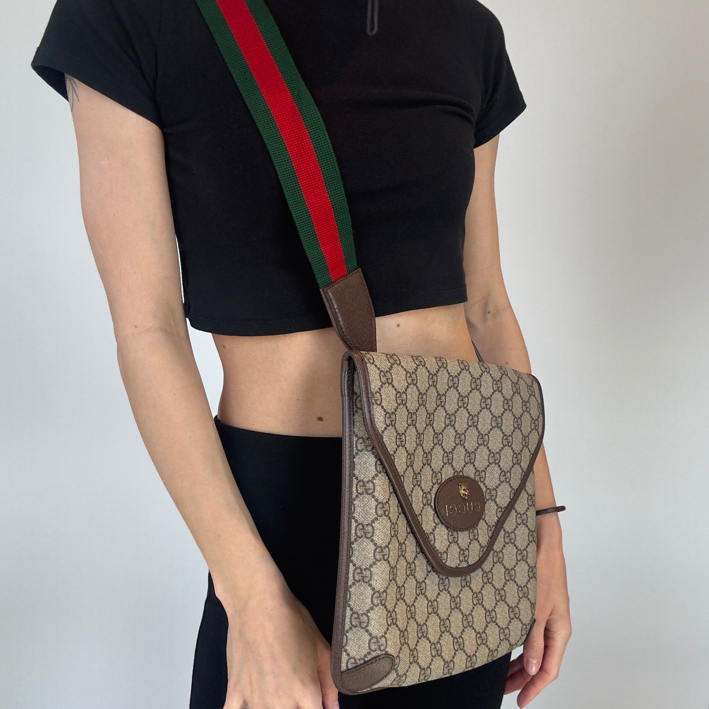 Gucci Supreme Monogran Web Medium Vintage Flap Messenger - Queen May