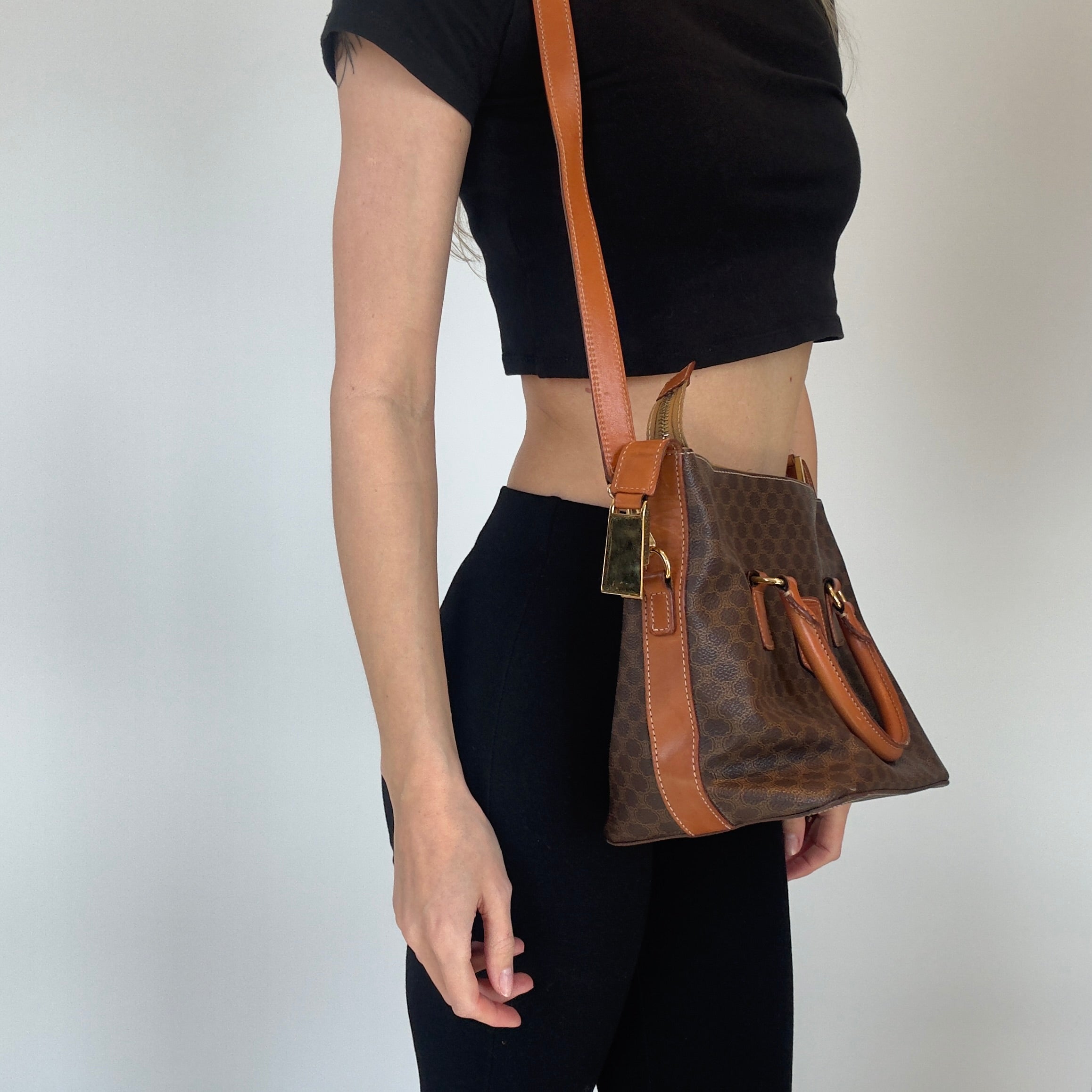 Vintage Celine Macadam Top Handle Strap Bag - Queen May