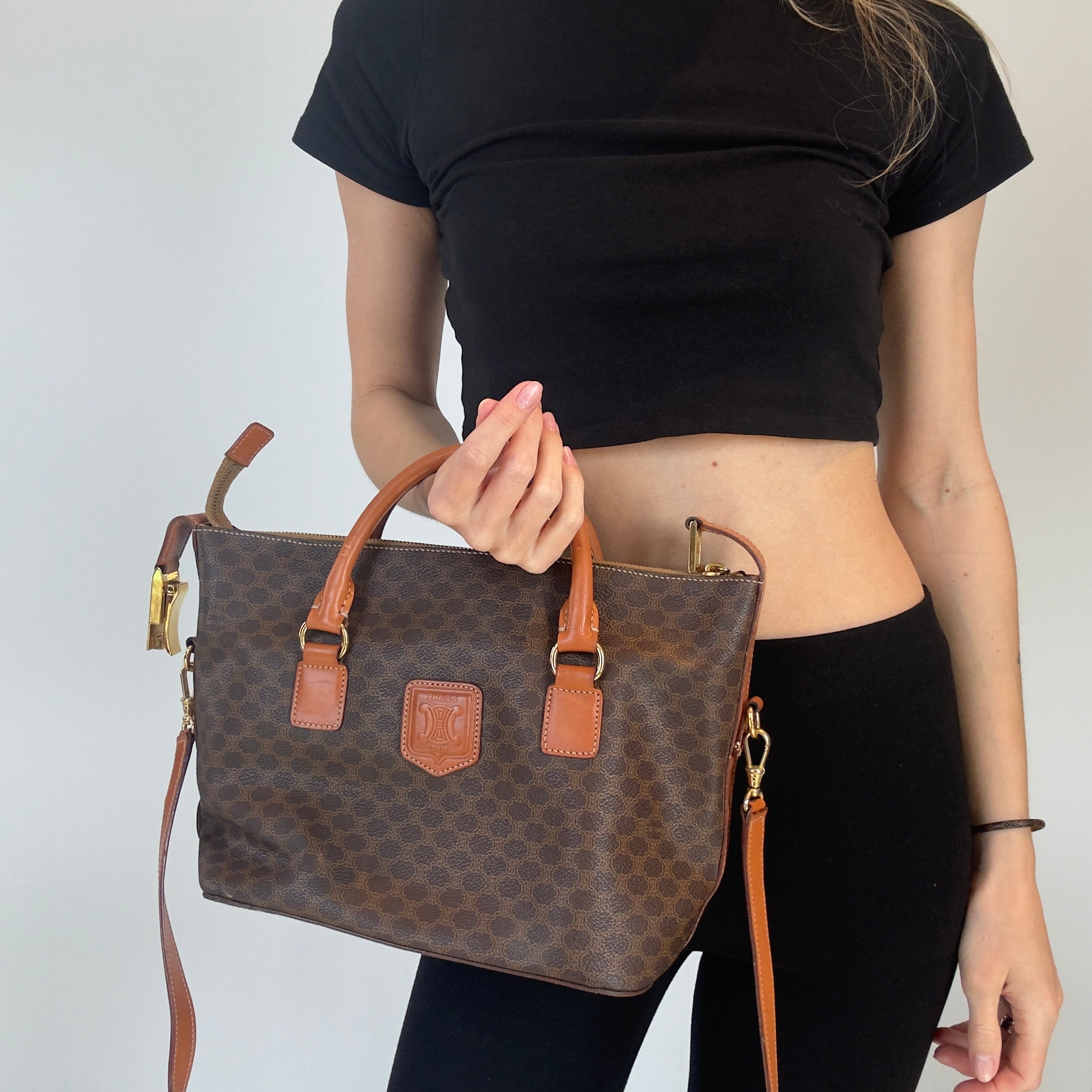 Vintage Celine Macadam Top Handle Strap Bag - Queen May