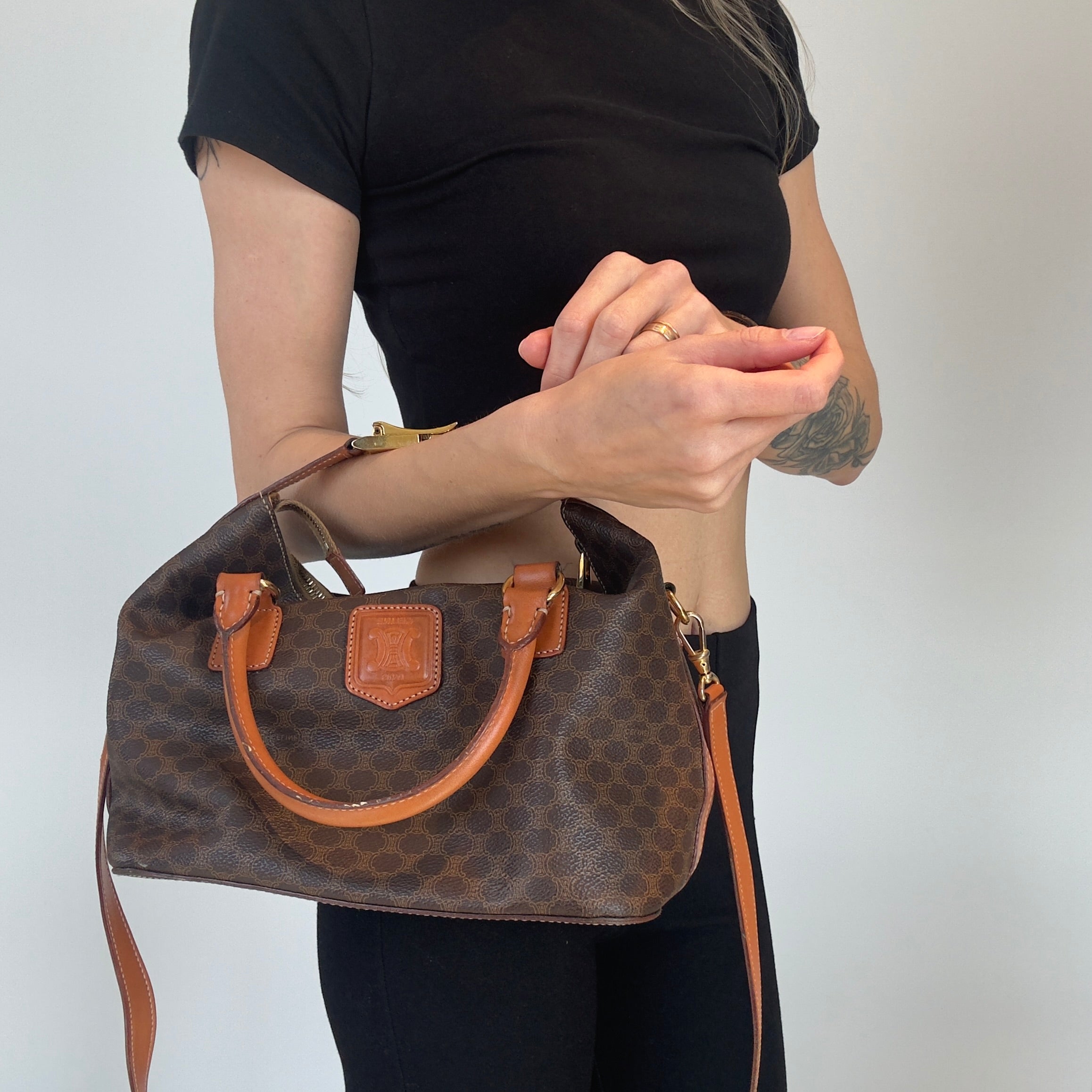 Vintage Celine Macadam Top Handle Strap Bag - Queen May