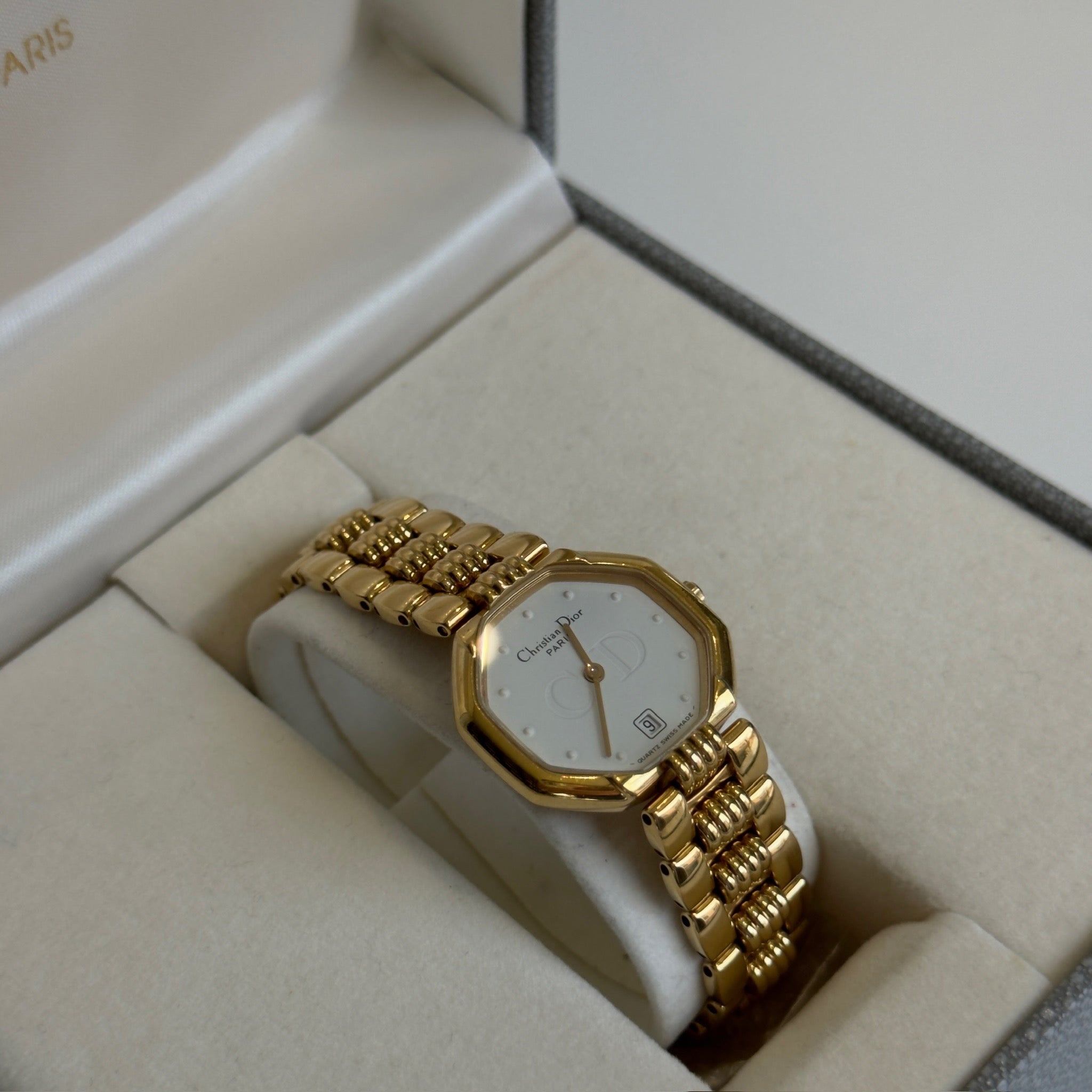Dior White Dial Octagon D48-153 Link Watch - Queen May